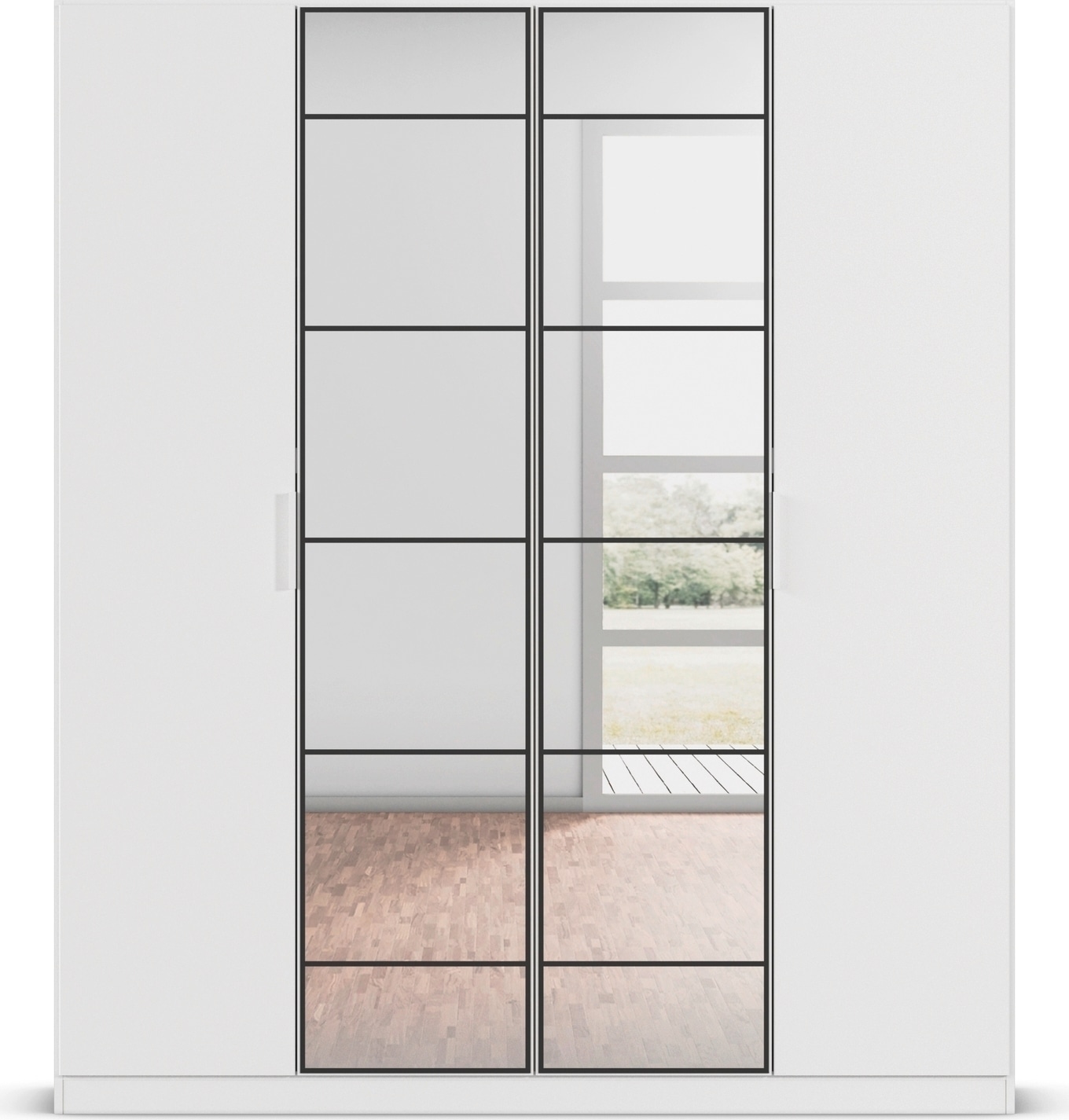 rauch Drehtürenschrank »Kleiderschrank Schrank Garderobe Schlafzimmerschrank ACERO« Breiten 181/226/271 cm, Höhe 210 cm,  Mitteltüren mit Spiegel in moderner Loft-Optik MADE IN GERMANY