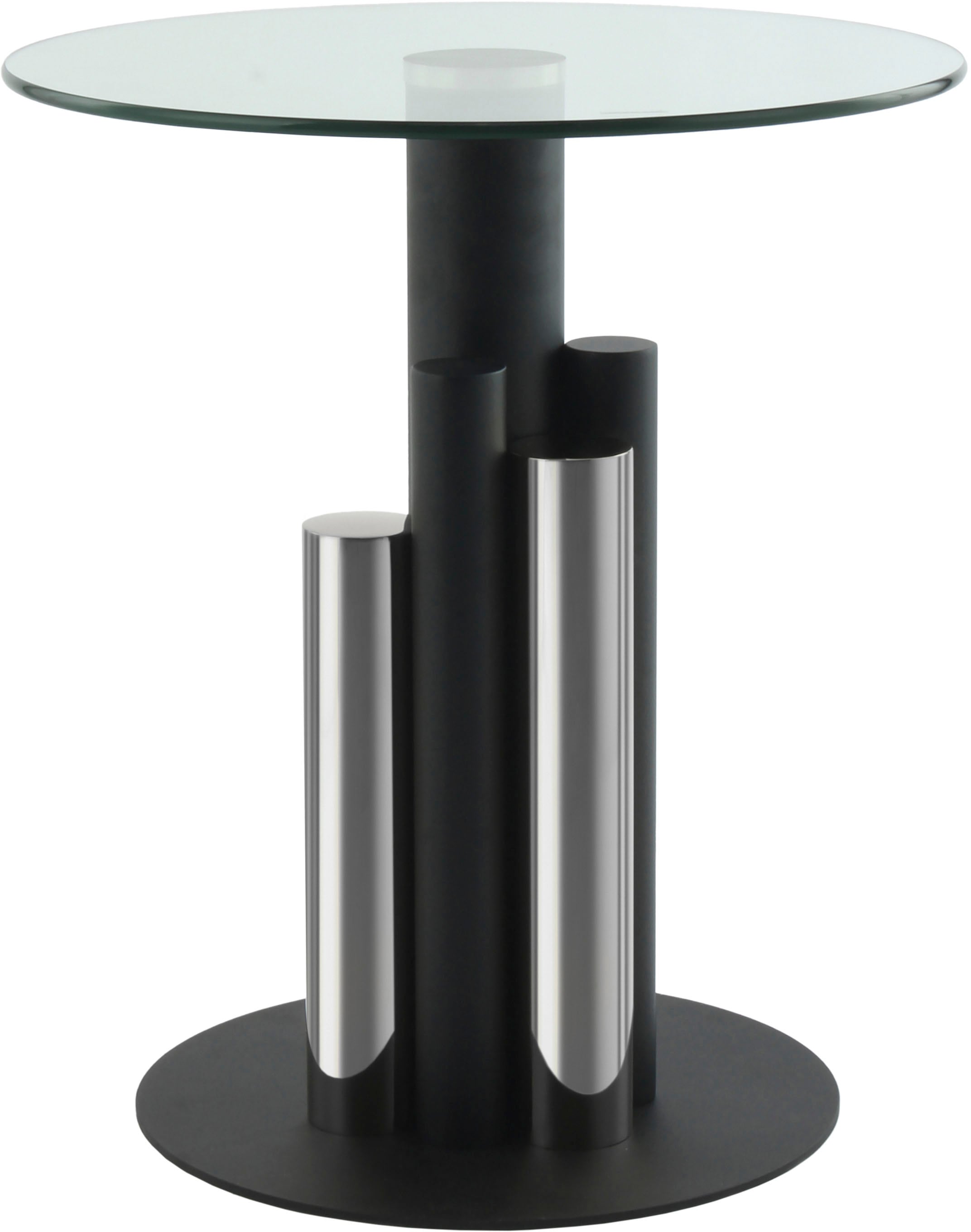 Kayoom Beistelltisch »Ontario 225, Runde  Glasplatte aus Sicherheitsglas, 100% Edelstahl« 1 Stk. tlg. Modernes Design, zweifarbiges Säulengestell, Eyecatcher Element