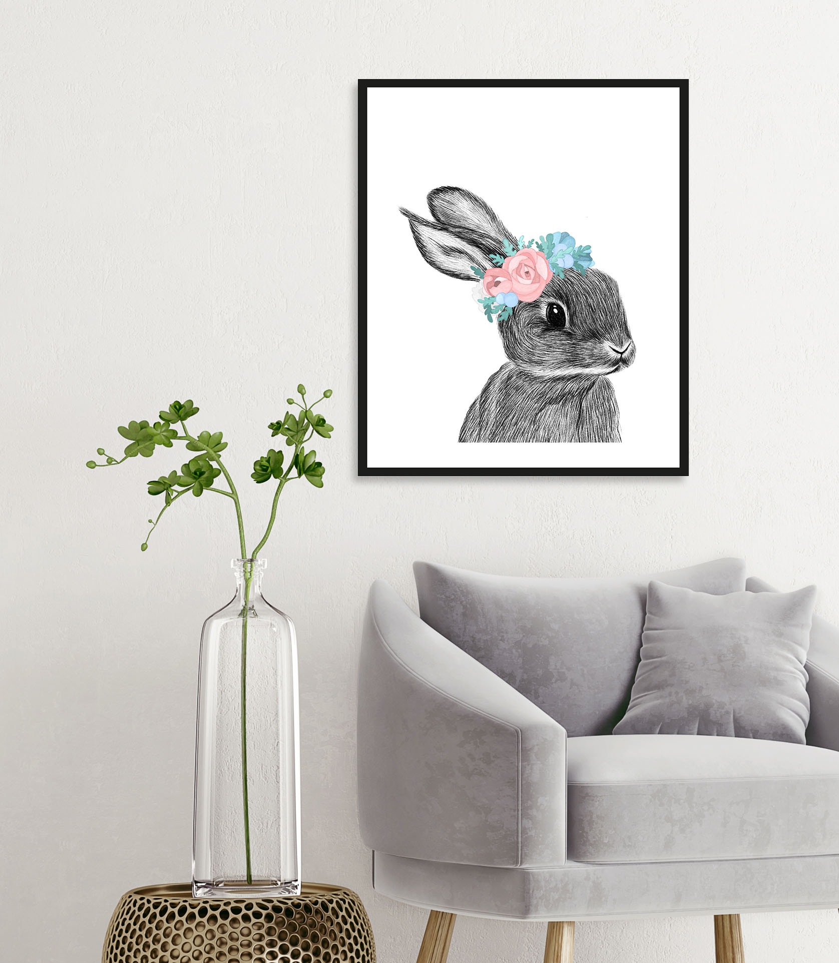 queence Bild »Albert«, Hase-Hasen-Haustiere-Kunst-Ostern-Blumen, (1 St.), m günstig online kaufen
