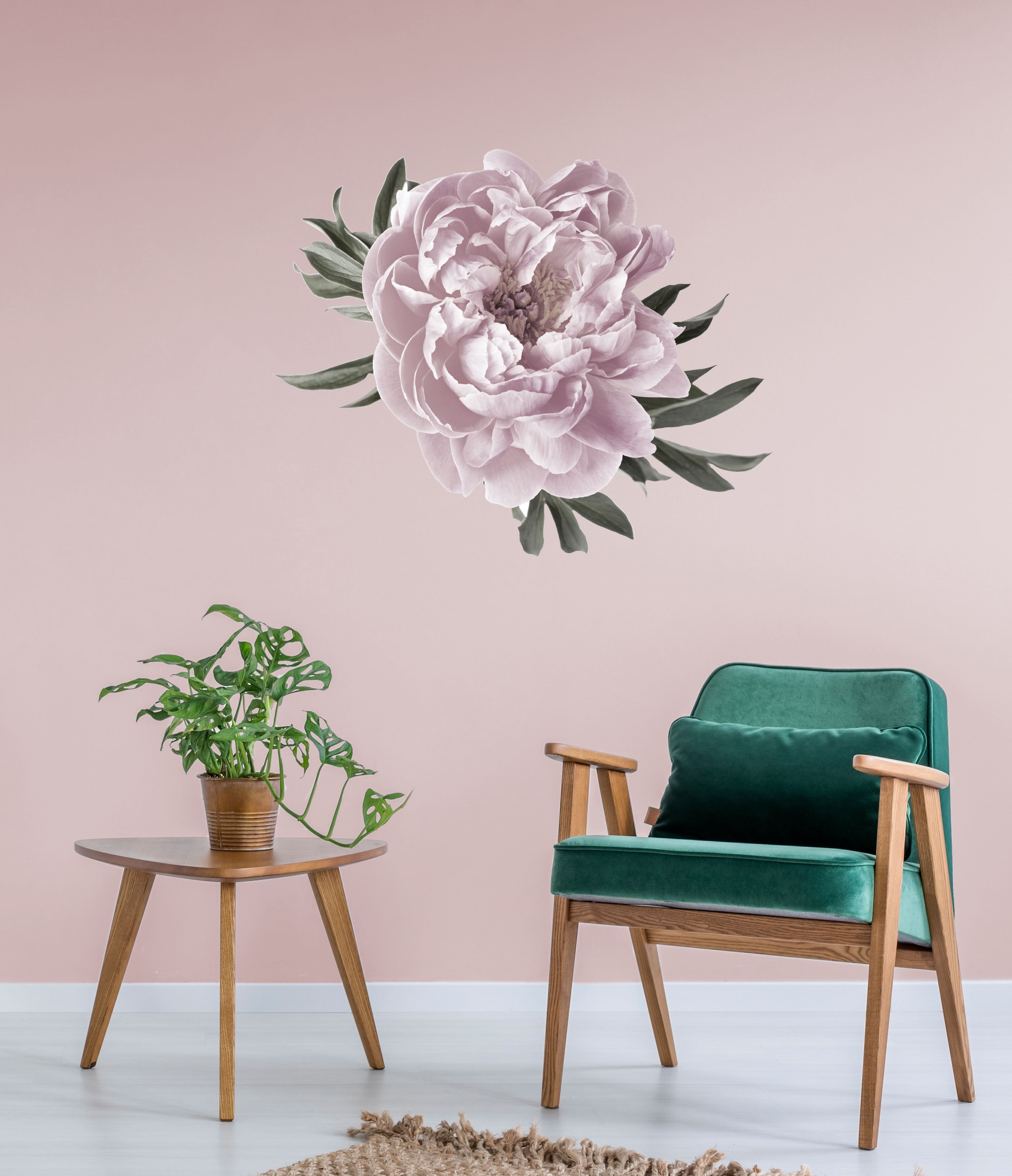 queence Wandtattoo »Amelie«, (1 St.), Wandbild, Sticker, rosa, Blume, Blüte, selbstklebend