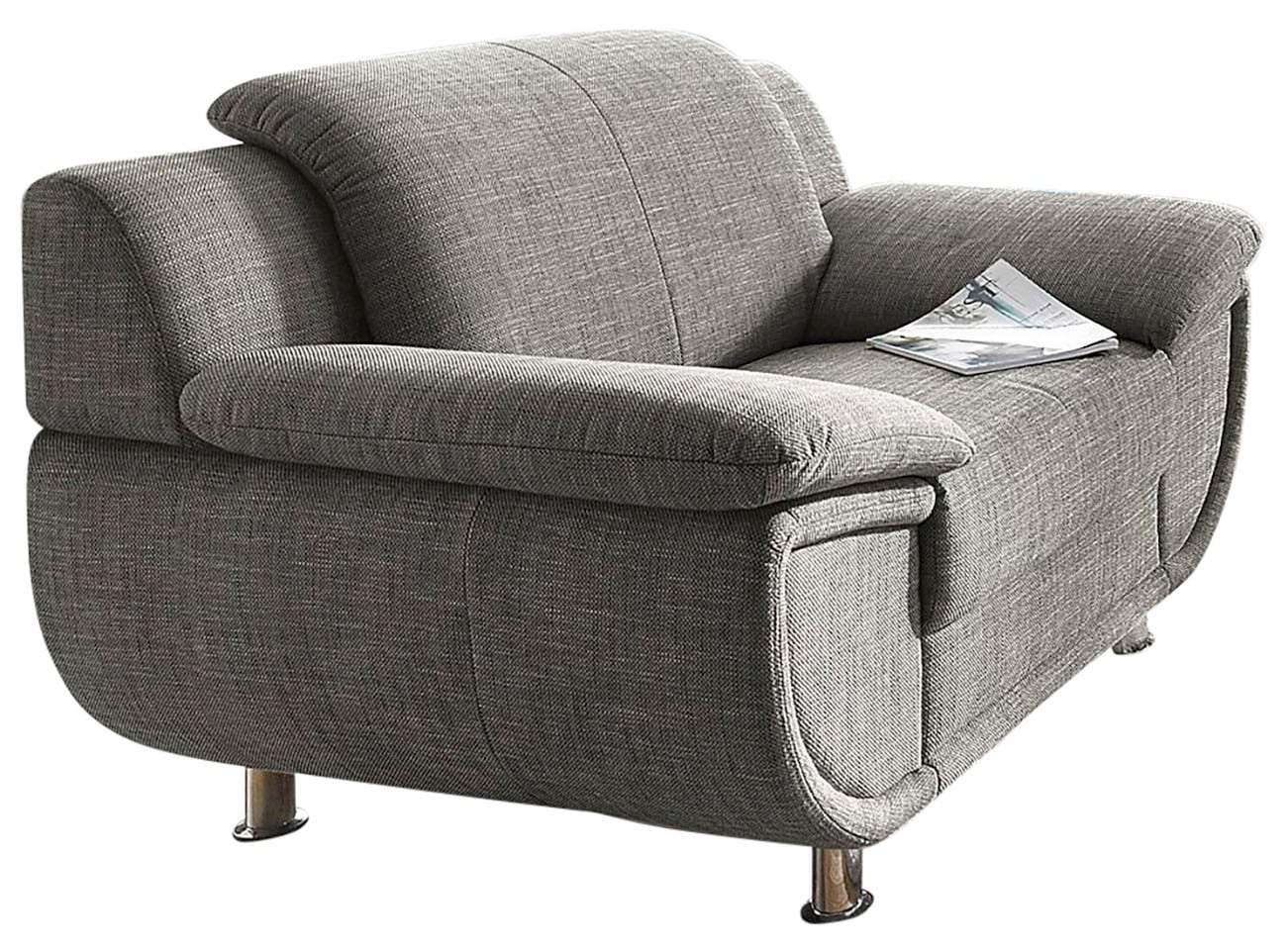 TRENDMANUFAKTUR Sessel »Rondo, Breite 121 cm, breite Armlehnen, Füße chromfarben«, Big-Sessel wahlweise mit Federkern, bequem
