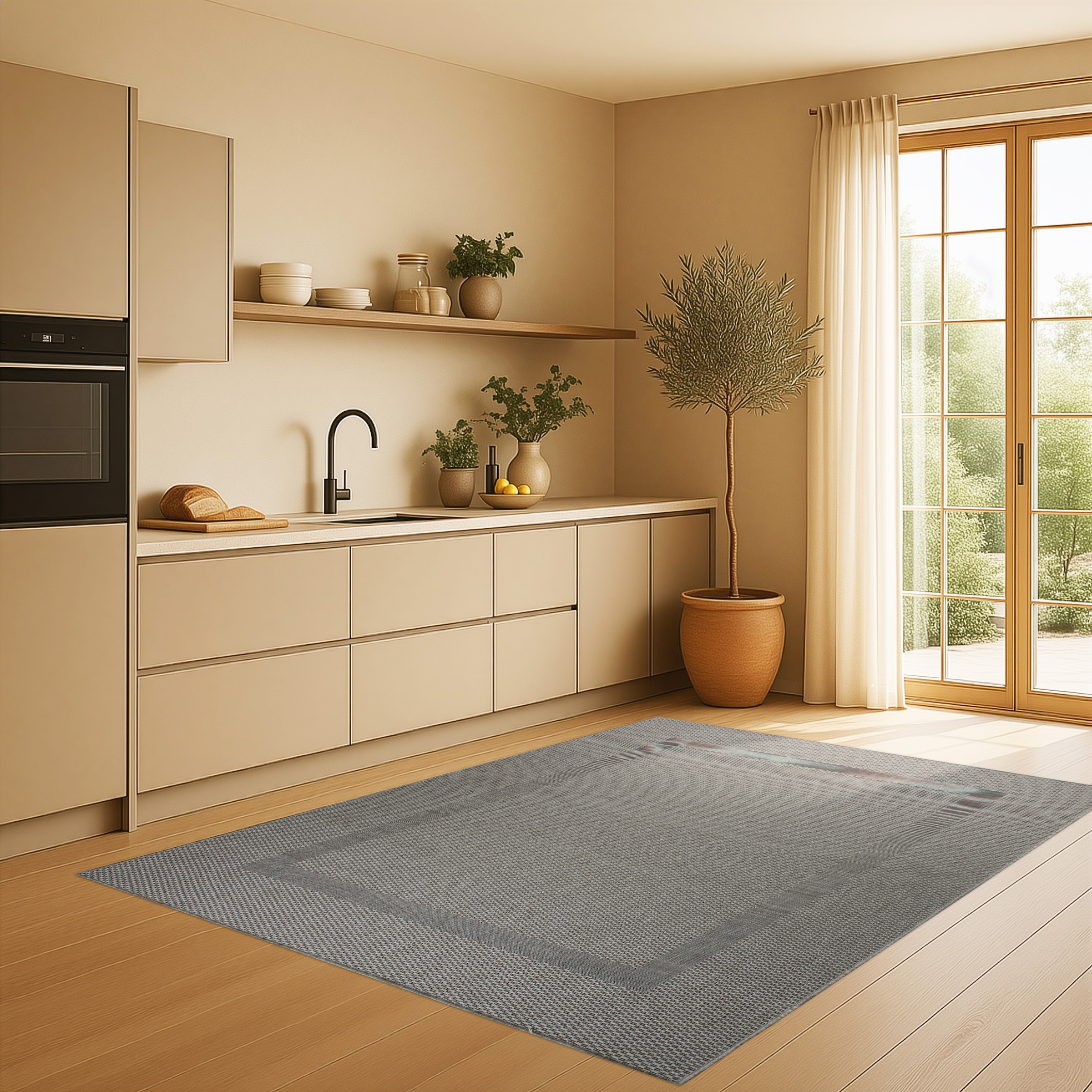 my home Teppich »Venedig Bordüre auch als Läufer erhältlich«, rechteckig, 3 mm Höhe, In- und Outdoor geeignet, Sisal-Optik, Wetterfest & UV-beständig