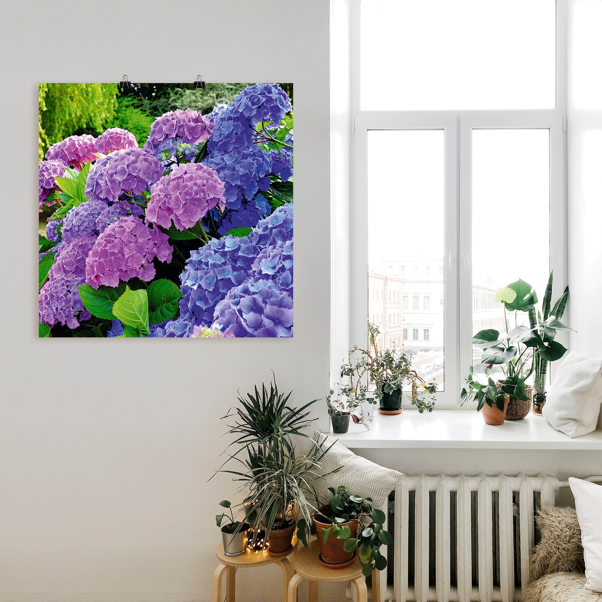 Artland Wandbild »Hortensien im Garten« Blumen 1 Stk. tlg. als Alubild, Leinwandbild, Poster in verschied. Größen