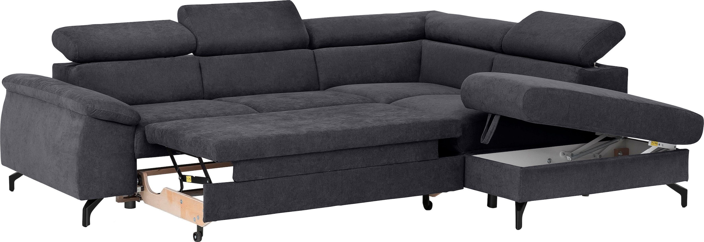 COTTA Polstergarnitur »Komaris L-Form«, (Set), Set bestehend aus: Ecksofa mit Kopfteilverstellung & Hocker