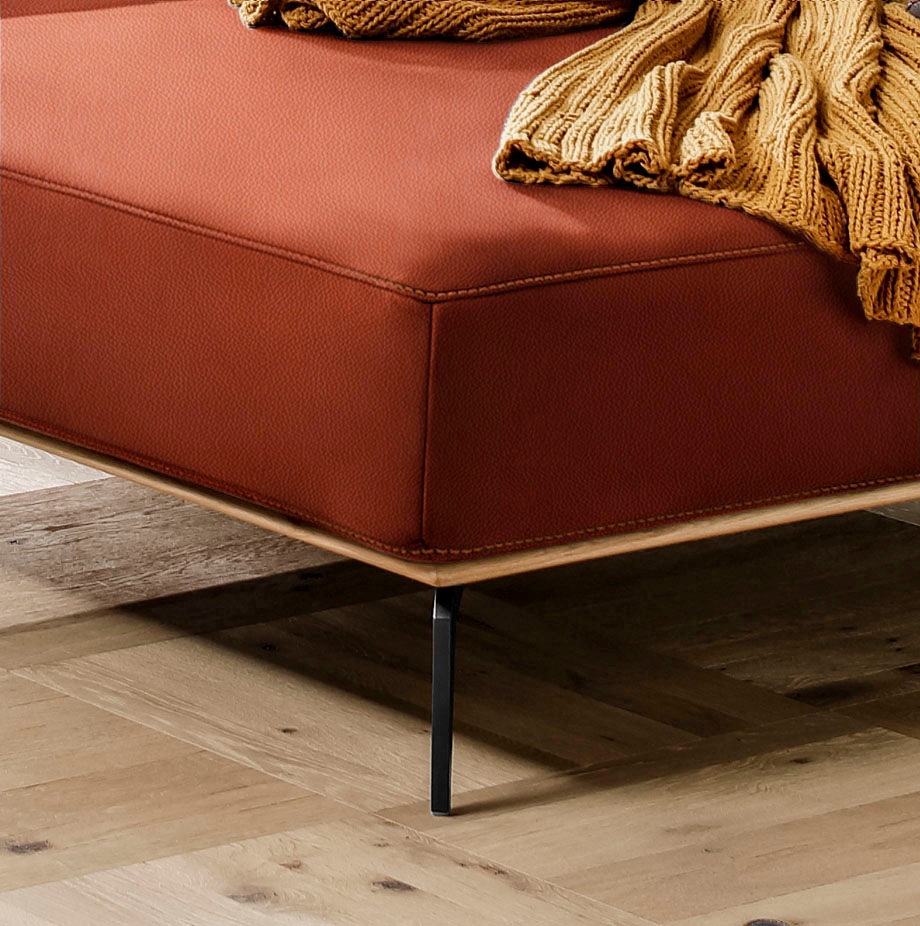 W.SCHILLIG Ecksofa »run, Designsofa mit tollem Sitzkomfort, bequem, L-Form«, mit Holzsockel, Füße in Schwarz pulverbeschichtet, Breite 299 cm