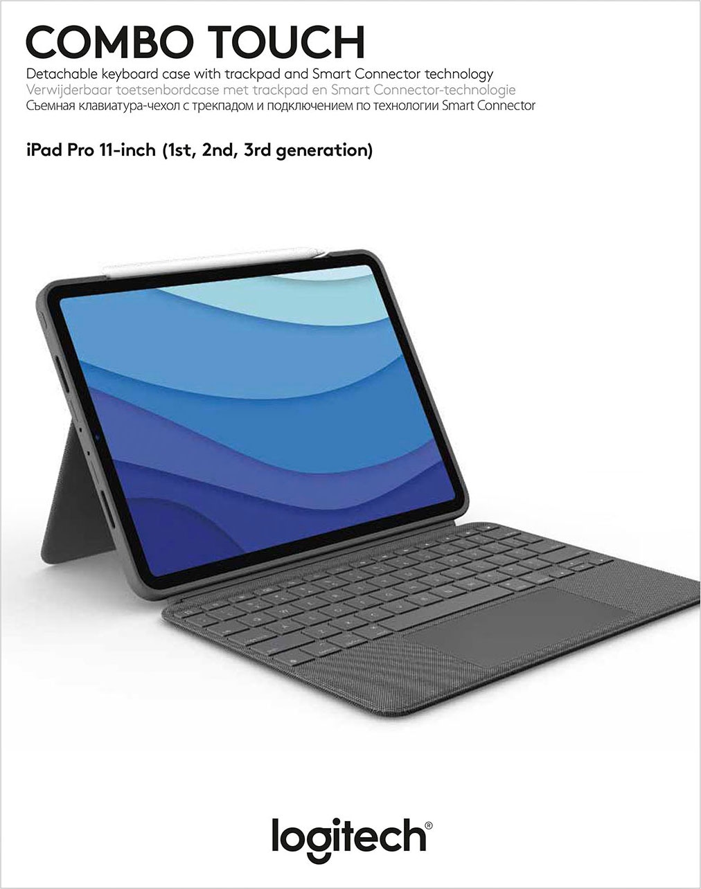 Logitech iPad-Tastatur »Combo Touch iPad Pro 11 Zoll«, (ausklappbare Füße-Multimedia-Tasten)