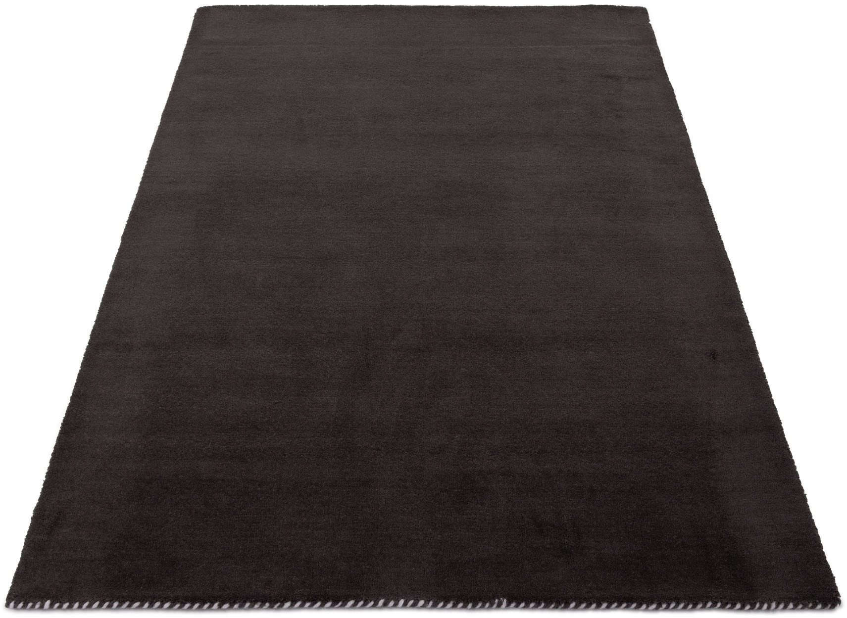 carpetfine Wollteppich »Gabbeh Lola Uni«, rechteckig, 14 mm Höhe, mit natürlichem Pflanzenmaterial von Hand gewebt, auch in Rund