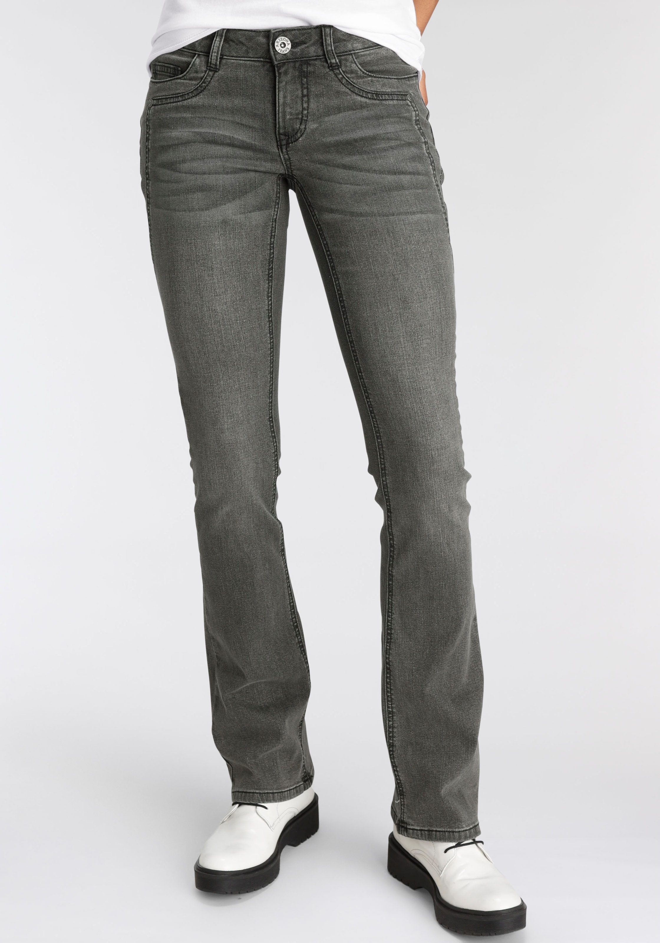 Keileinsätzen«, bestellen Low Waist Arizona »mit Bootcut-Jeans online