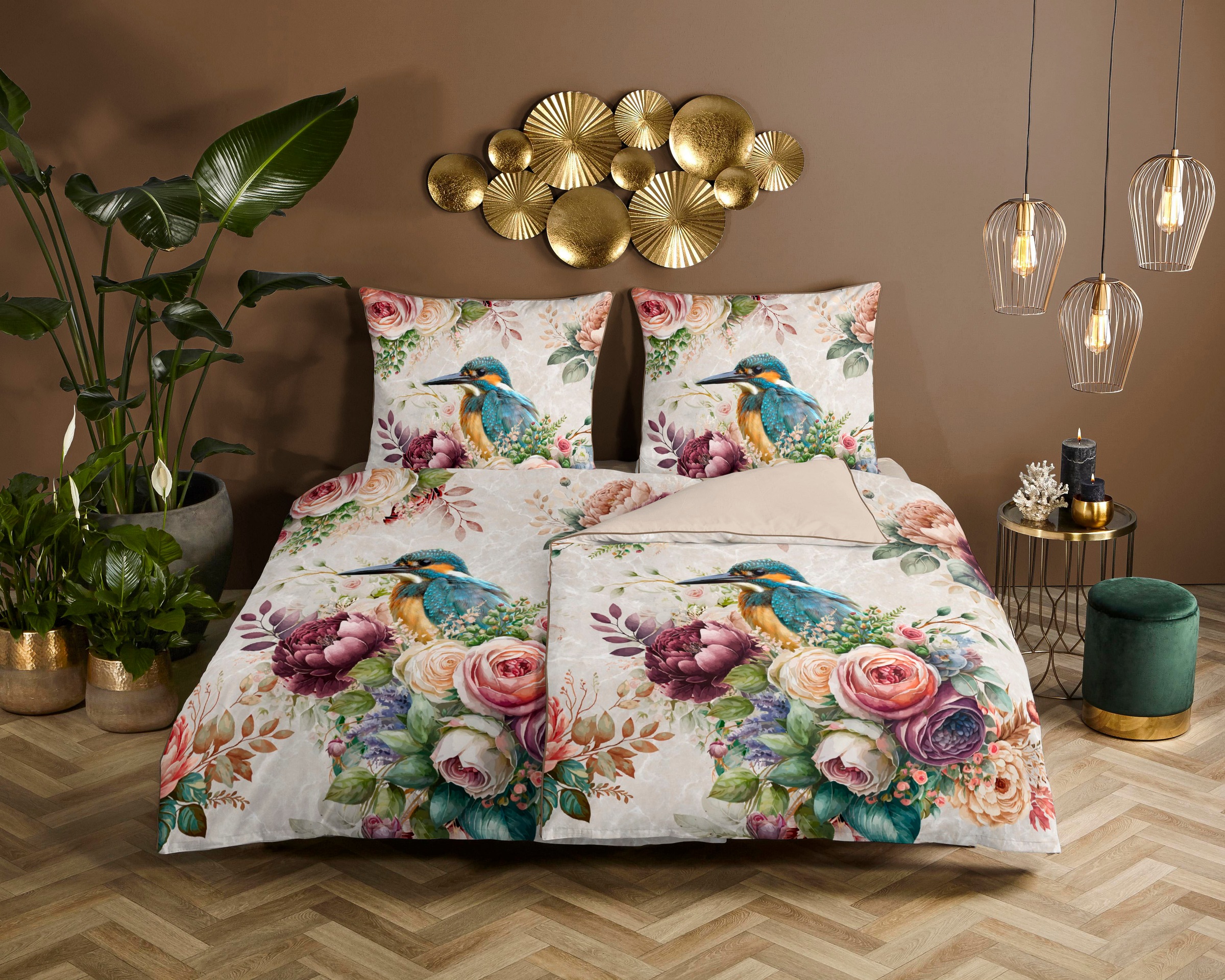 Descanso Wendebettwäsche »Verde« 2 Stk. tlg. Mako Satin, 135x200, Biese, Re günstig online kaufen