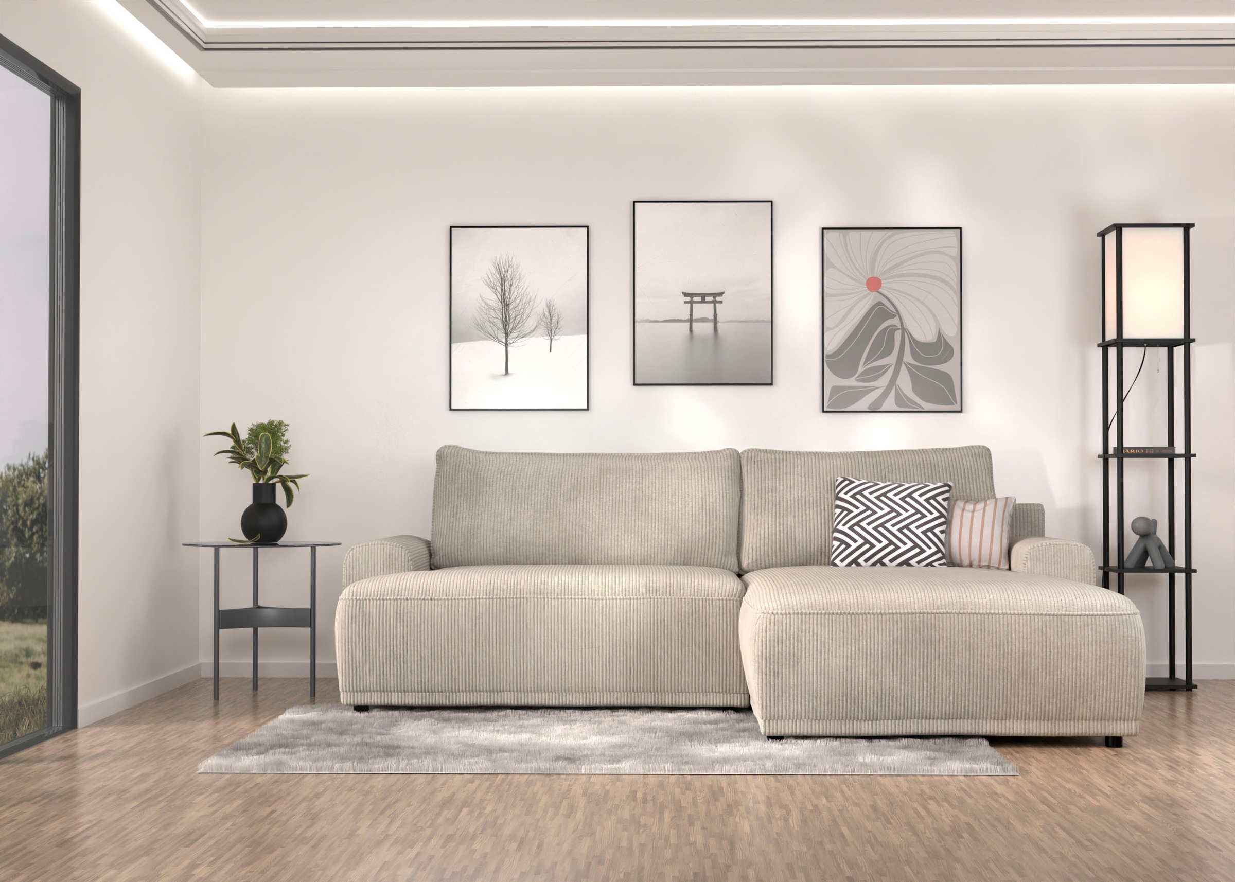 TRENDMANUFAKTUR Ecksofa »Fordon, Schlafsofa mit Bettkasten, Couch in L-Form günstig online kaufen