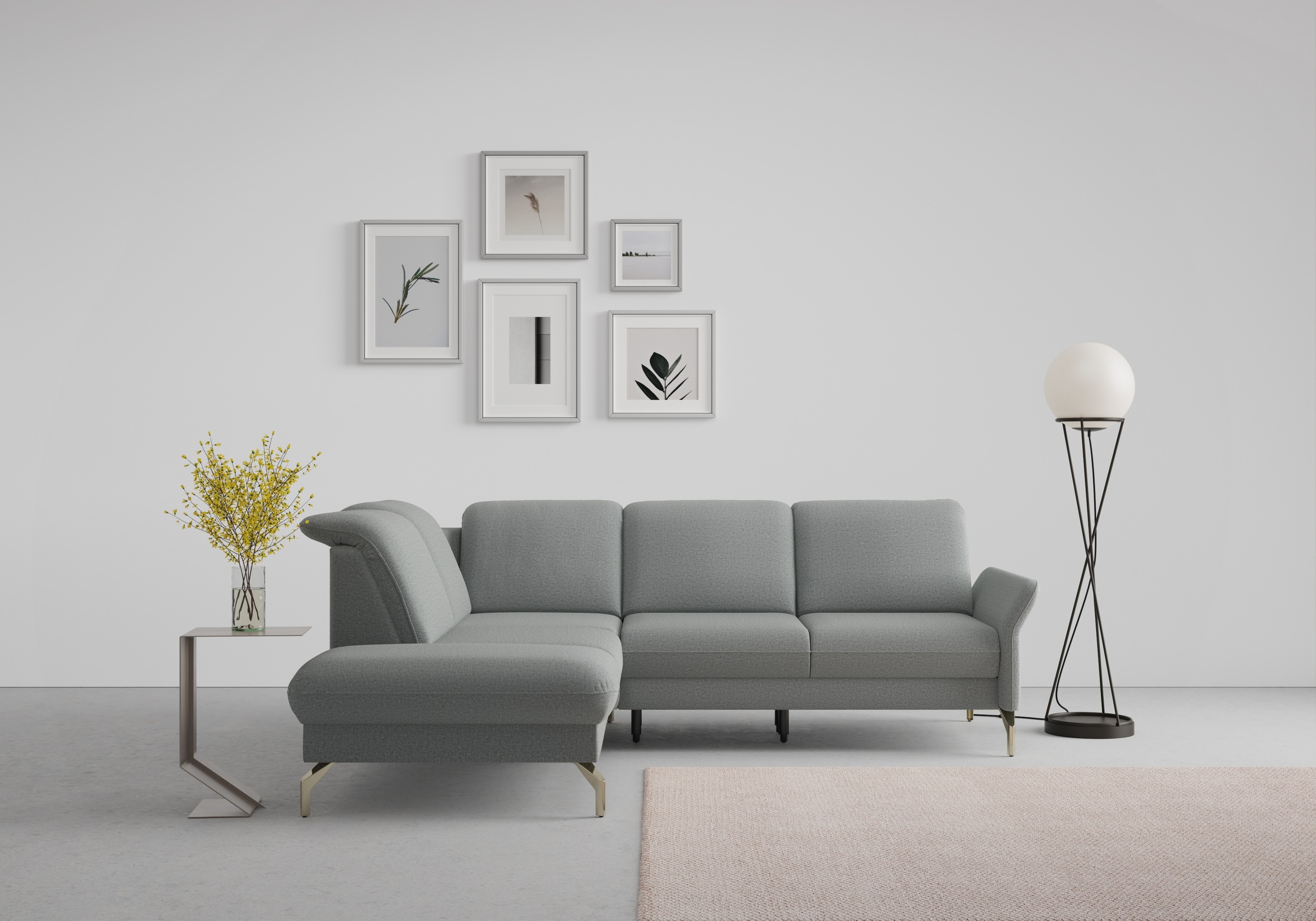 sit&more Ecksofa »Fashion L-Form«, wahlweise mit Kopfteilverstellung, Vorziehsitz, motorisch, Nickelfüße
