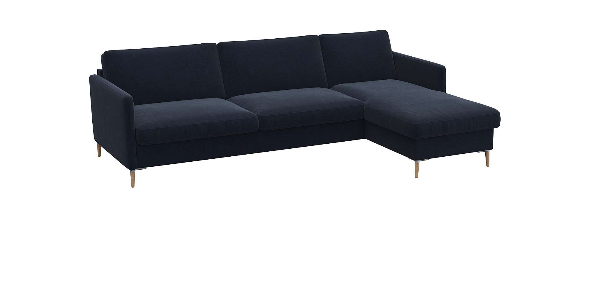 FLEXLUX Ecksofa »Fiore, super Sitzkomfort durch Kaltschaum im Sitz, L-Form«, schmale Armlehnen, Füße Alu+ Eiche