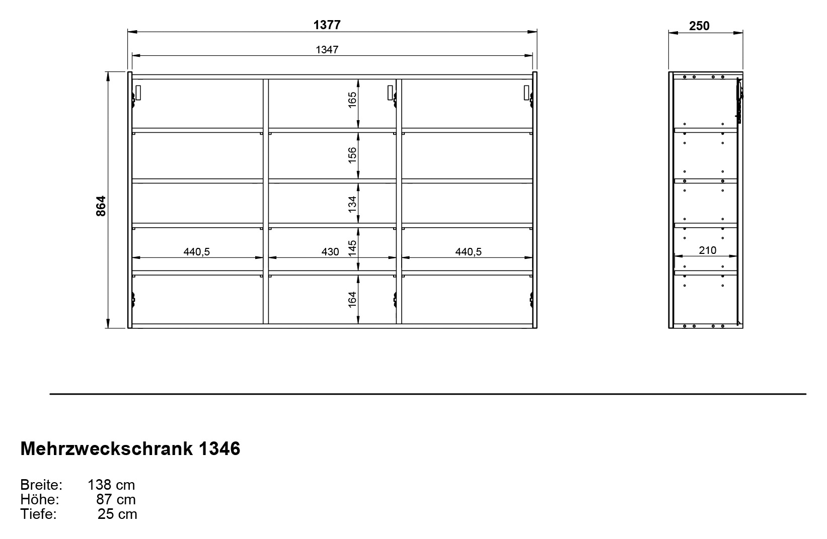 GERMANIA Mehrzweckschrank »GW-Libbiano«, (1 St.), ideal für schmale Flure, Breite 138 cm, in 2 verschiedenen Höhen