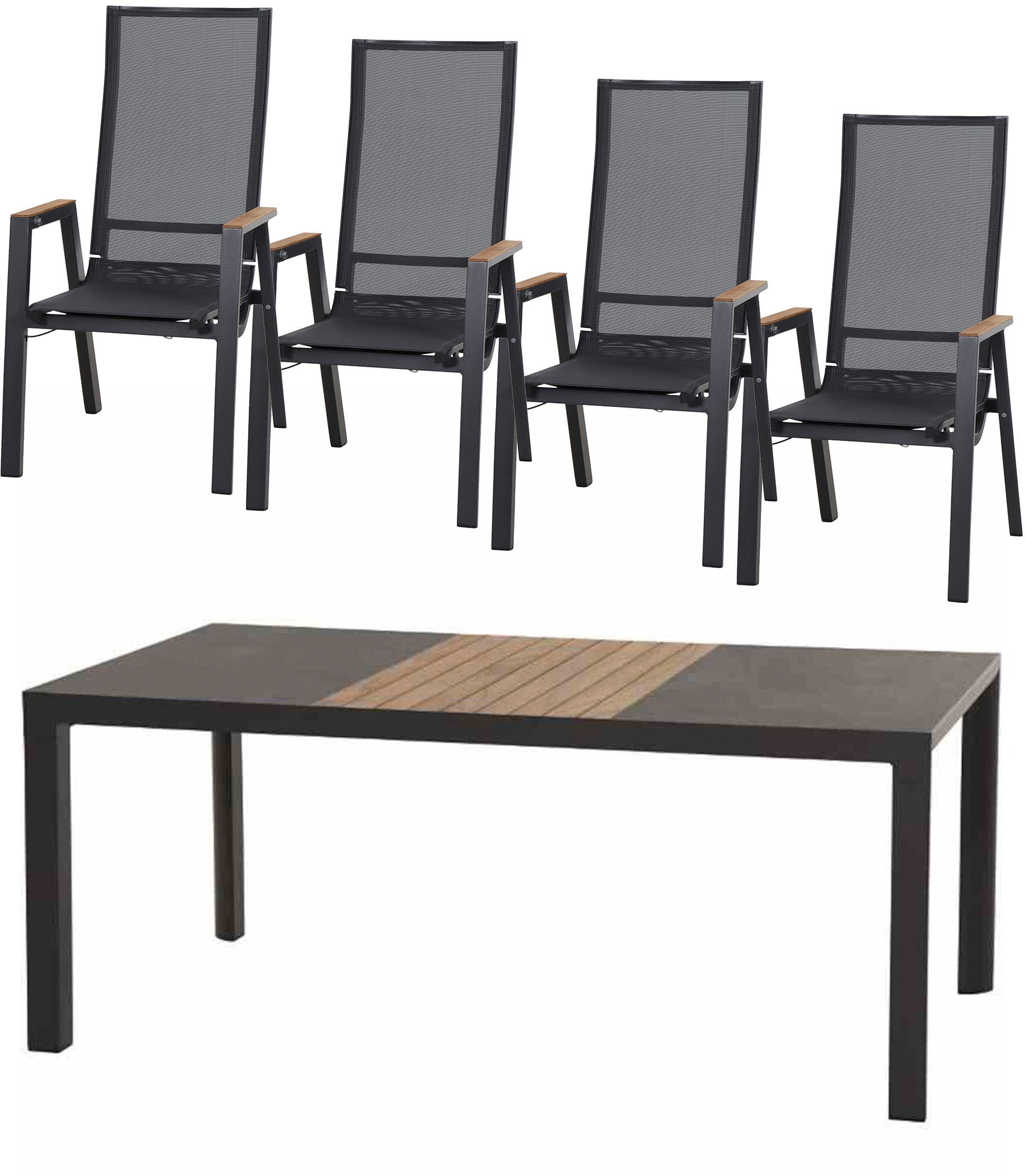 Siena Garden Garten-Essgruppe »Rondo«, (Set, 5 tlg.), bestehend aus 4 Sesseln und 1 Tisch