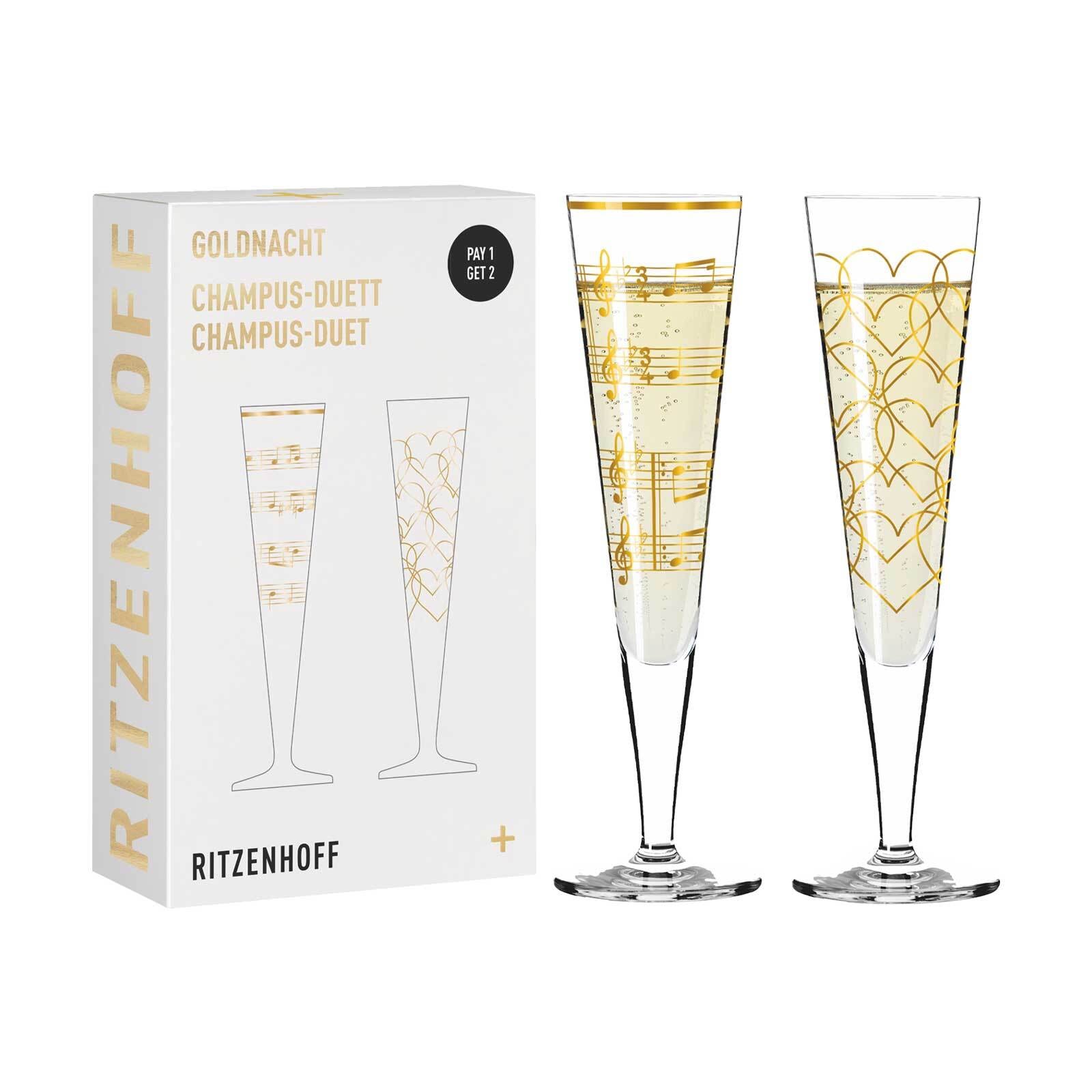 Ritzenhoff Champagnerglas »Champagnergläser Goldnacht 205 ml 2er Set gold« günstig online kaufen