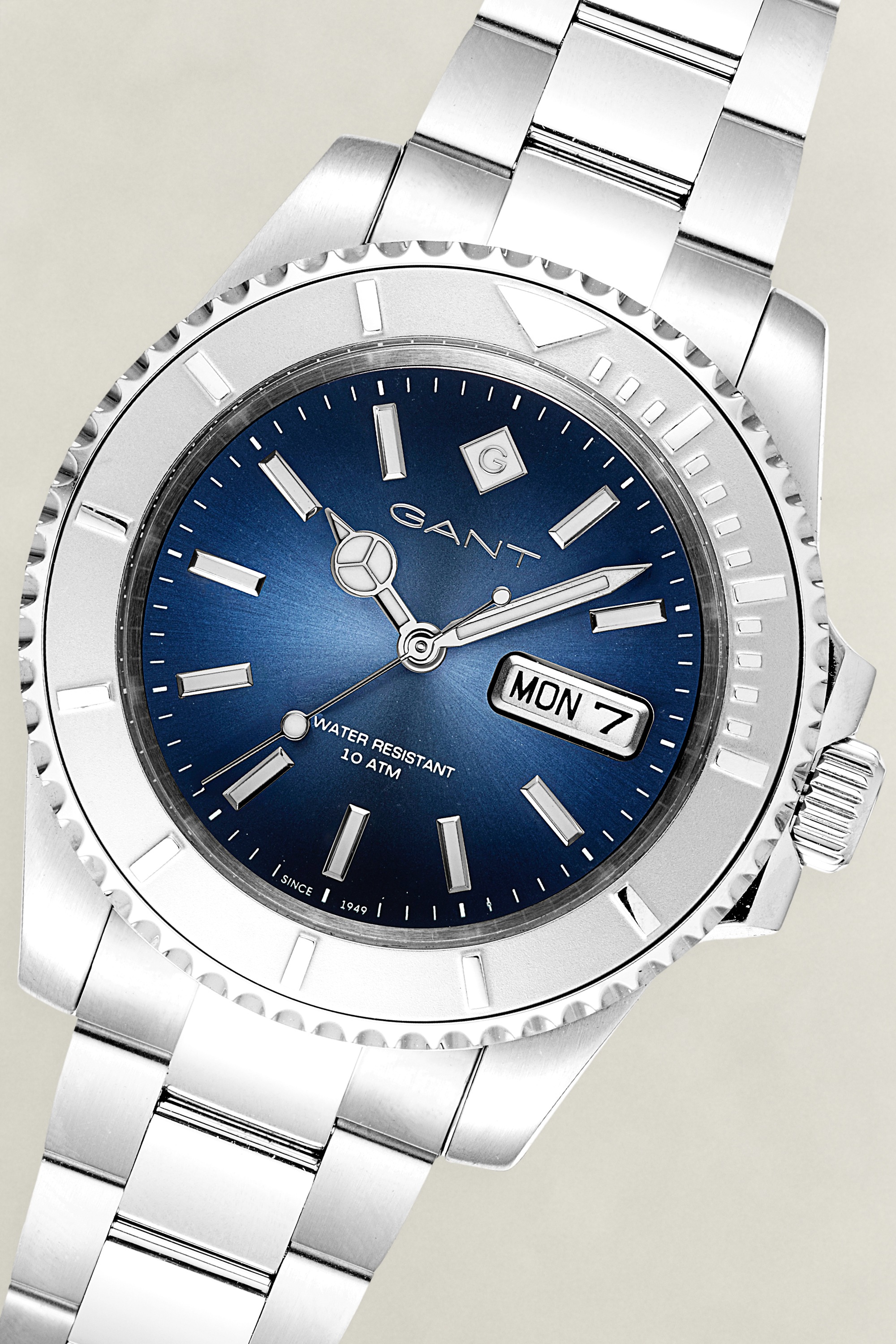 Gant Quarzuhr »Watertown« Armbanduhr, Herrenuhr, Edelstahlarmband, analog, Tag, Wochentag