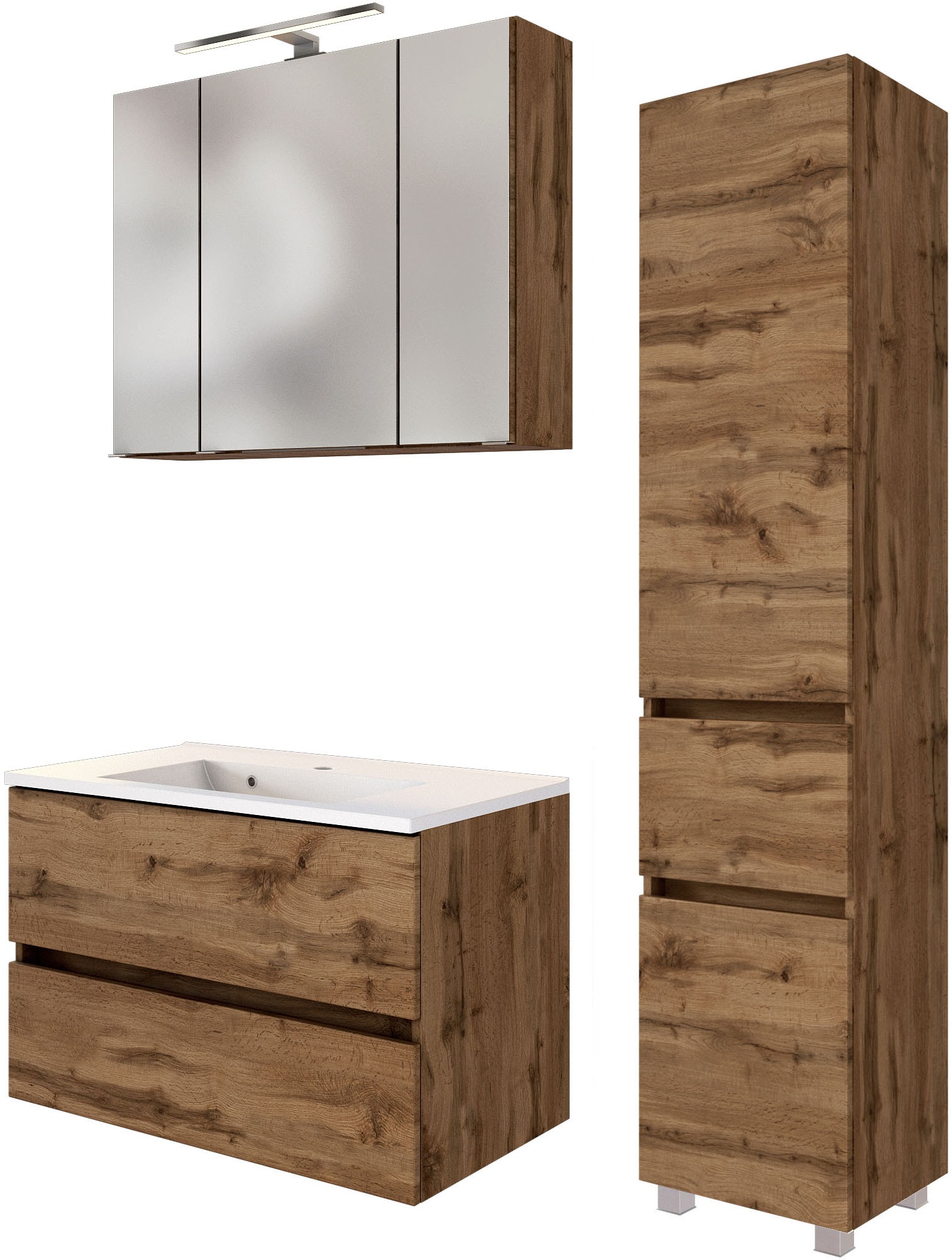 welltime Badmöbel-Set »Welltime Möbel Baabe Waschtisch-Set 3tlg. oder 5tlg. günstig online kaufen