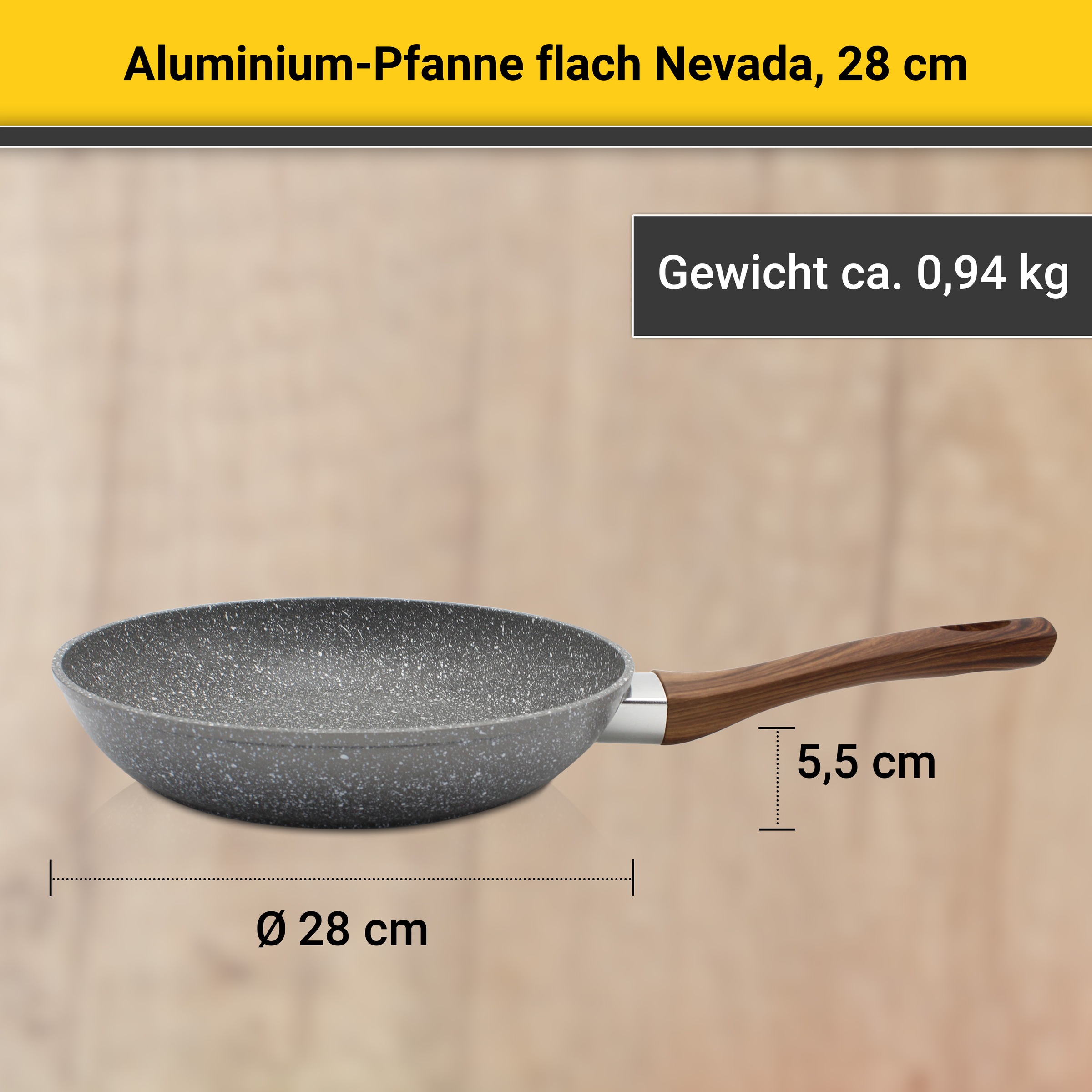 Krüger Bratpfanne »Nevada«, Aluminium, (1 tlg.), für Induktions-Kochfelder geeignet
