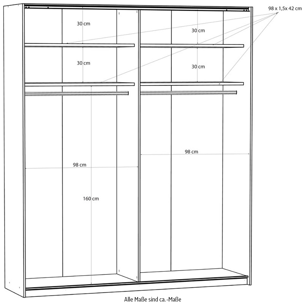 FORTE Schwebetürenschrank »Fittio, Made in Europe, 2 Schiebetüren, modernes Design«, Höhe 2,35 mtr, stehende Montage