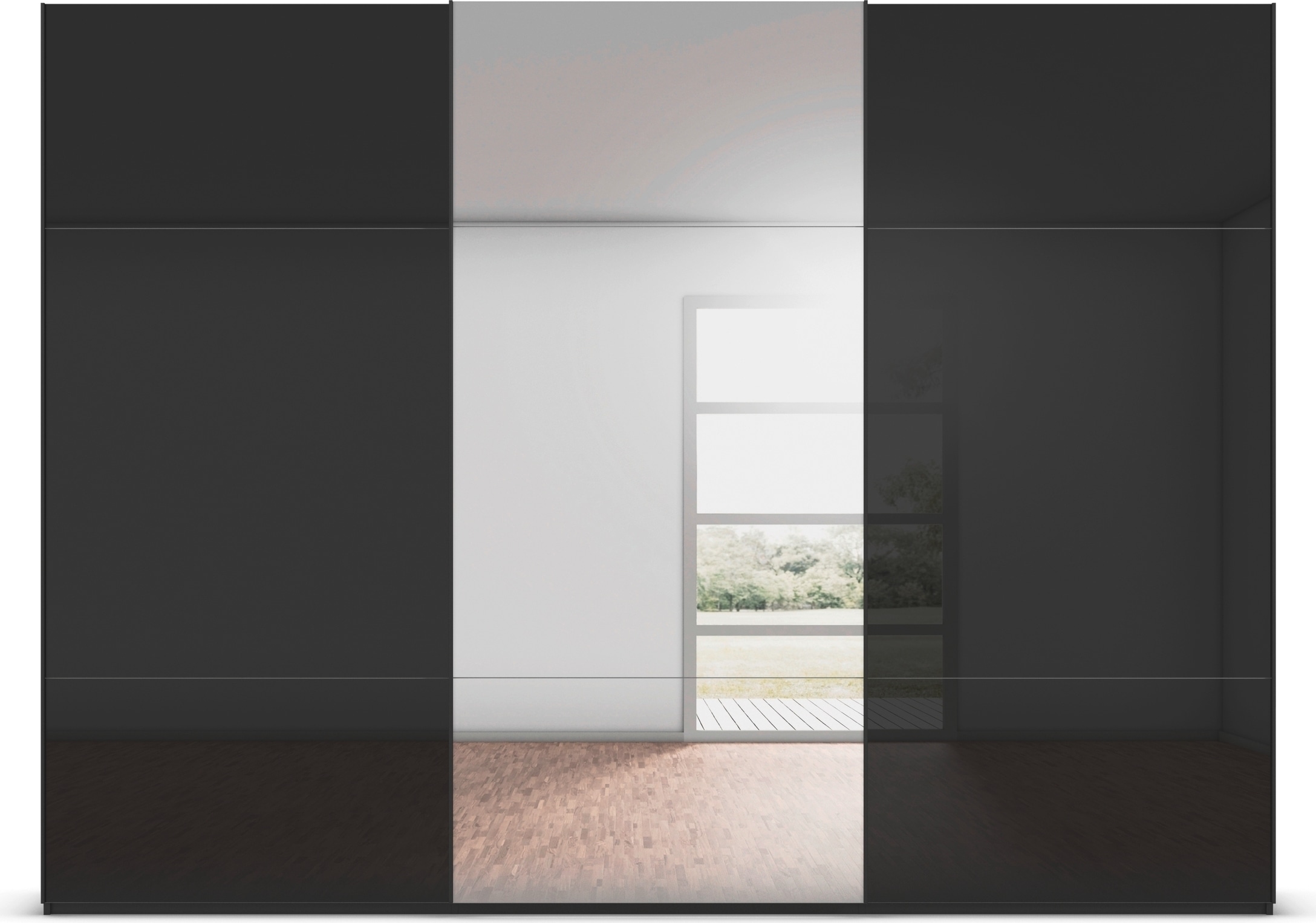 rauch Schwebetürenschrank »Kleiderschrank Schrank Garderobe Schlafzimmerschrank CONTIDO«, (in 3 verschiedenen Ausstattungen BASIC/CLASSIC/PREMIUM), aus hochwertigem Material in 6 Breiten 2 Griff-Farben MADE IN GERMANY