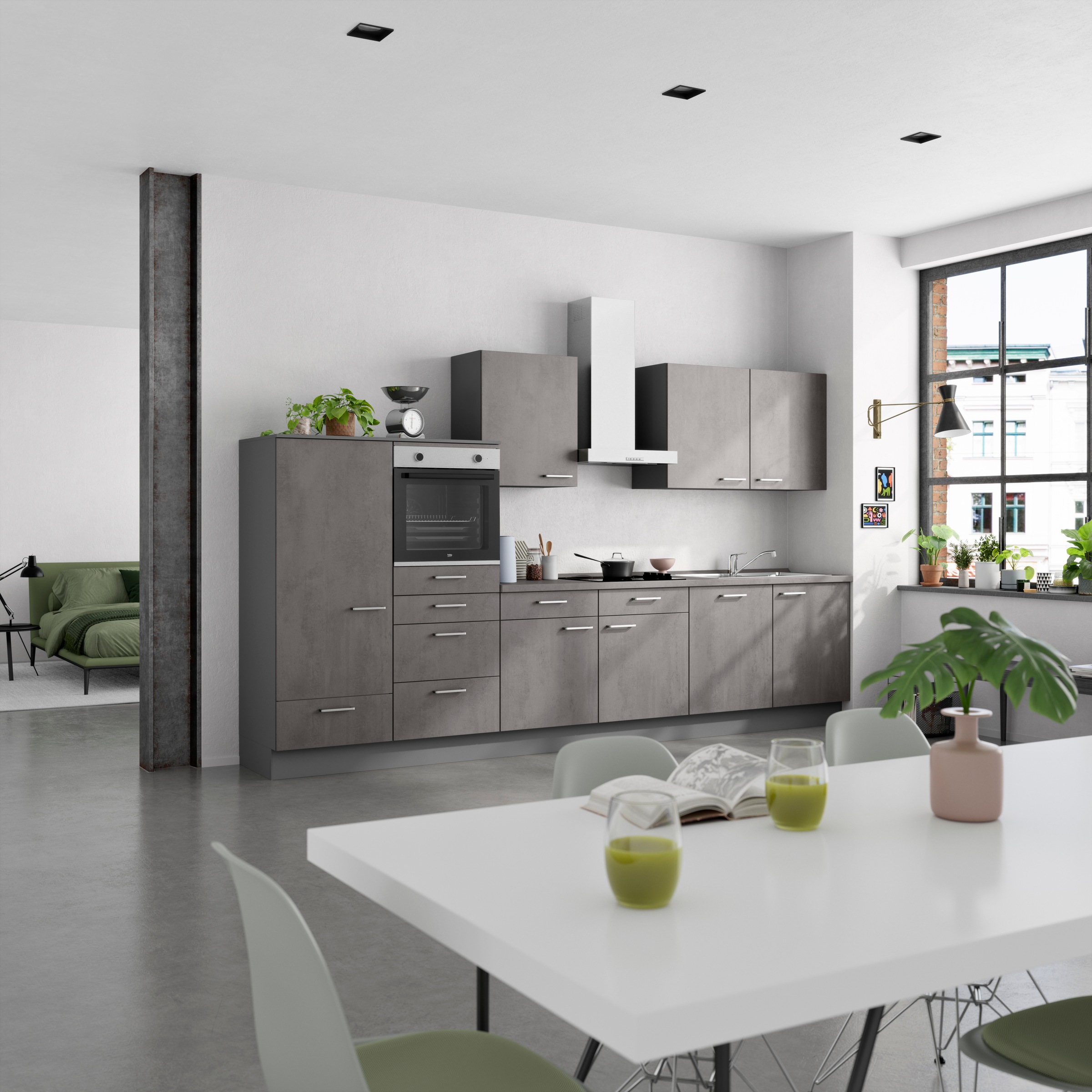 nobilia® Küchenzeile »"Riva I"«, vormontiert, Ausrichtung wählbar, Breite 360 cm, wahlw. mit E-Geräten