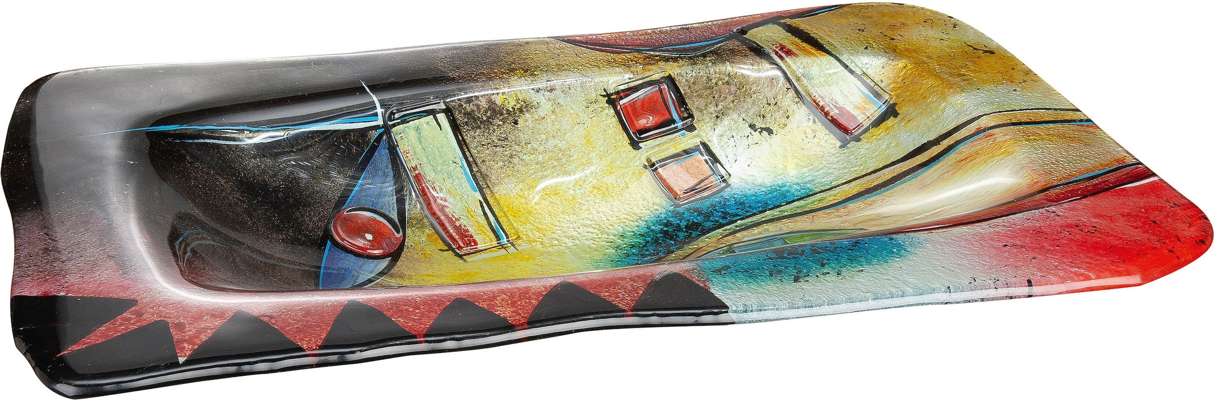 GILDE GLAS ART Dekoschale »Confuso 2« handbemalt mit Fusingglas-Elementen bunt