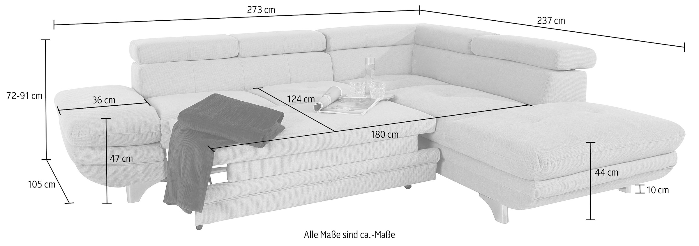 COTTA Ecksofa »Enterprise L-Form«, inklusive Kopf- und Armteilverstellung, wahlweise mit Bettfunktion