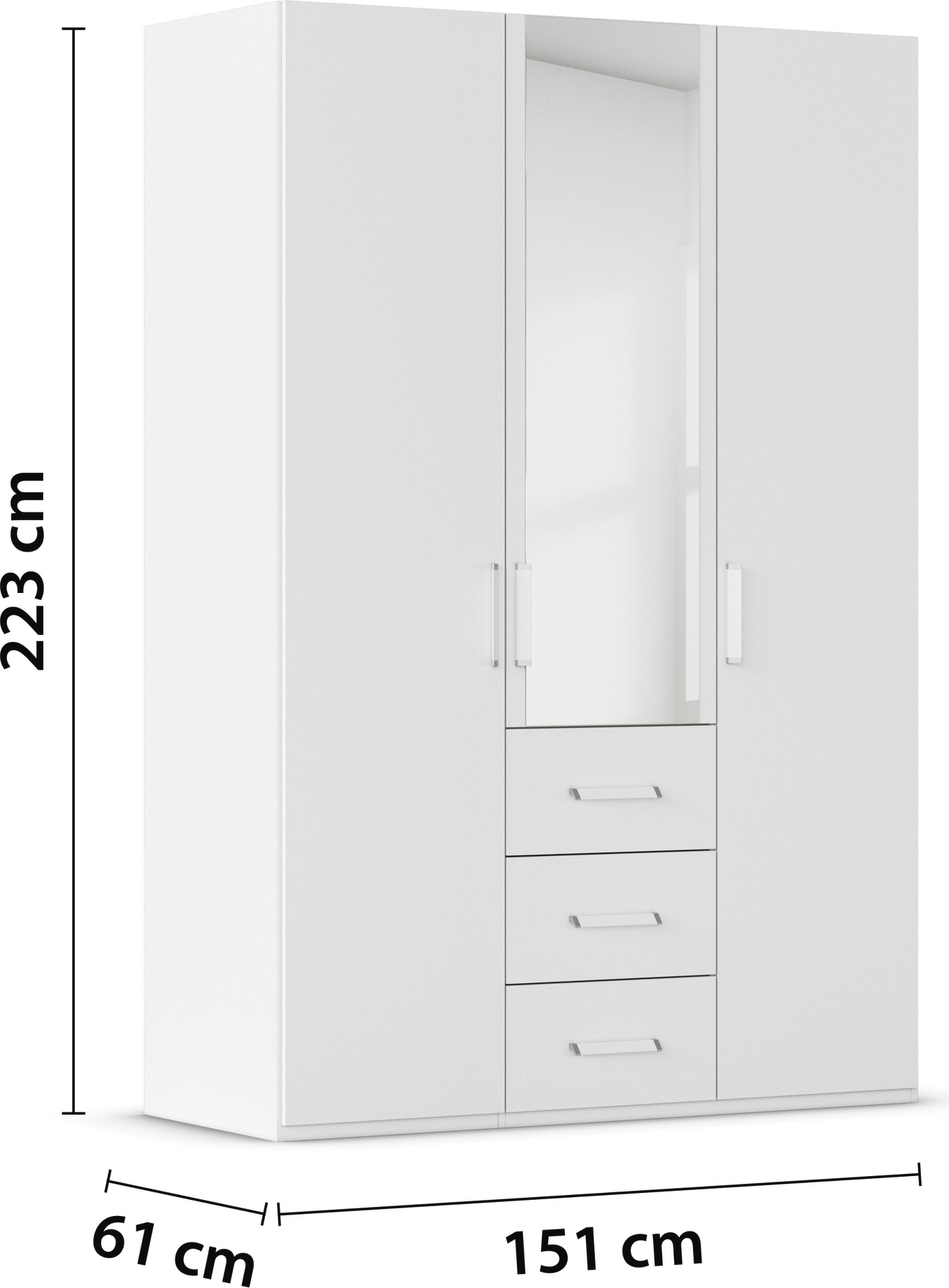 rauch Drehtürenschrank »Kleiderschrank Schrank Garderobe Schlafzimmerschrank EVELYN«, (in 2 Höhen 197 oder 210 cm erhältlich), in elegantem Stil mit Schubladen 3 Breiten und 2 Höhen MADE IN GERMANY