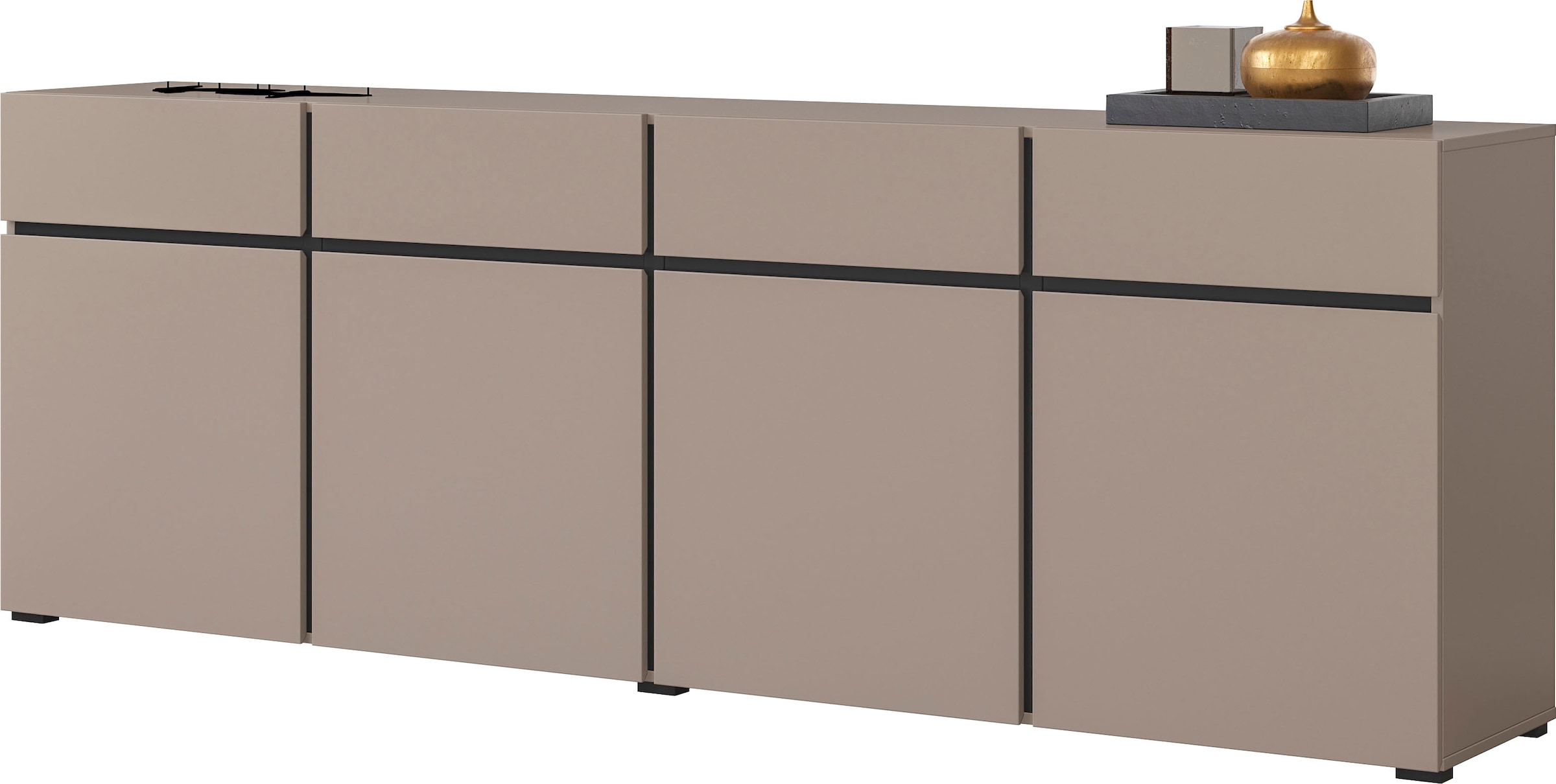 INOSIGN Sideboard »Cross,Breite 225 cm, moderne grifflose Kommode,4 Türen/4 Schubkästen«, Schubladenschrank mit viel Stauraum, Einlegeböden verstellbar