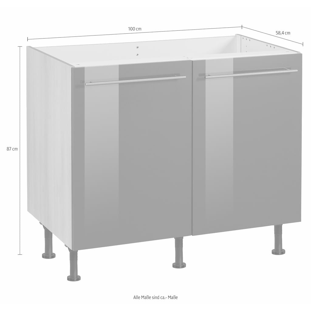 OPTIFIT Spülenschrank »Bern«, 100 cm breit, mit 2 Türen, höhenverstellbare Füße, mit Metallgriffen