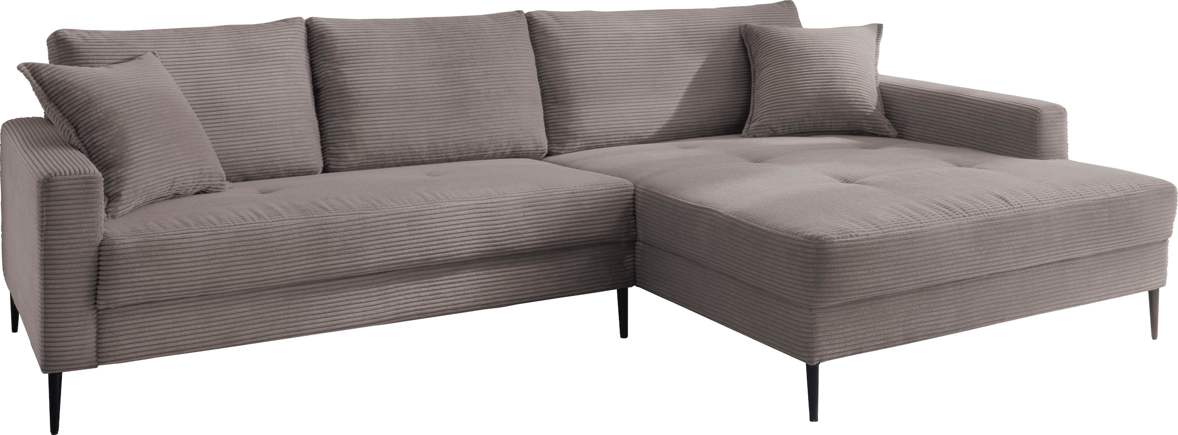 Trends by HG Ecksofa »Summer L-Form«, in Cord-Stoff mit Metallfuß
