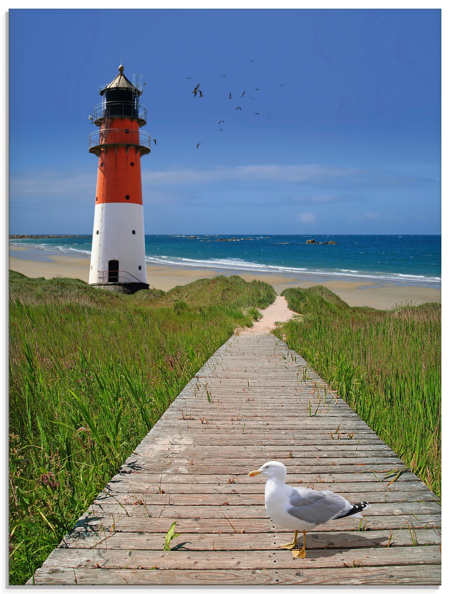 Artland Glasbild »Der Weg zum Meer«, Gebäude, (1 St.), in verschiedenen Grö günstig online kaufen