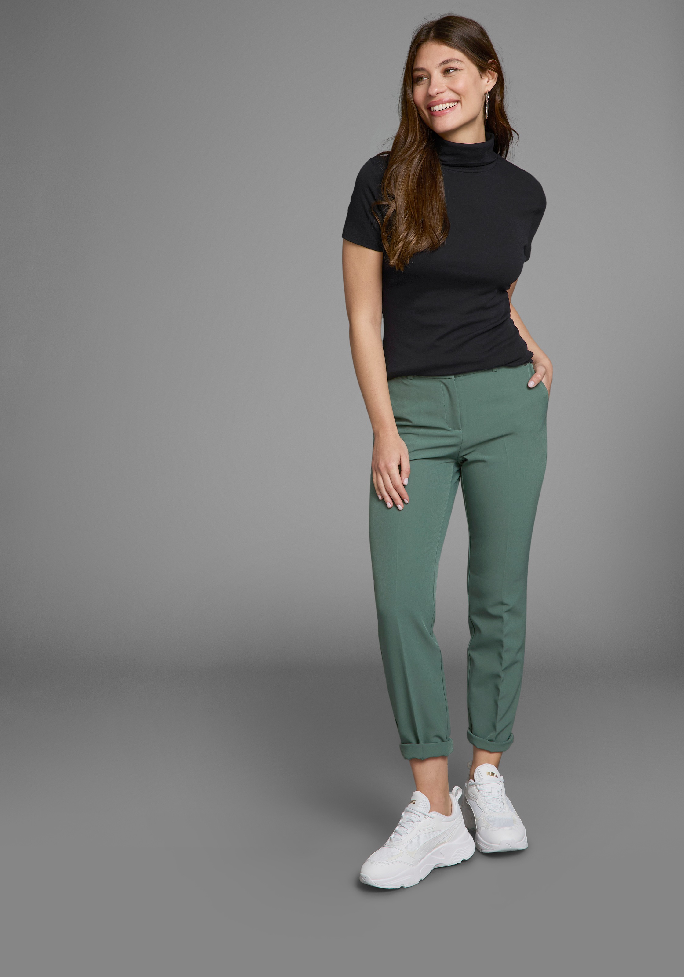 Flashlights Rollkragenshirt figurbetont,  Basic-Stil,  Rollkragen,  aus 100% Baumwolle,  elastisch