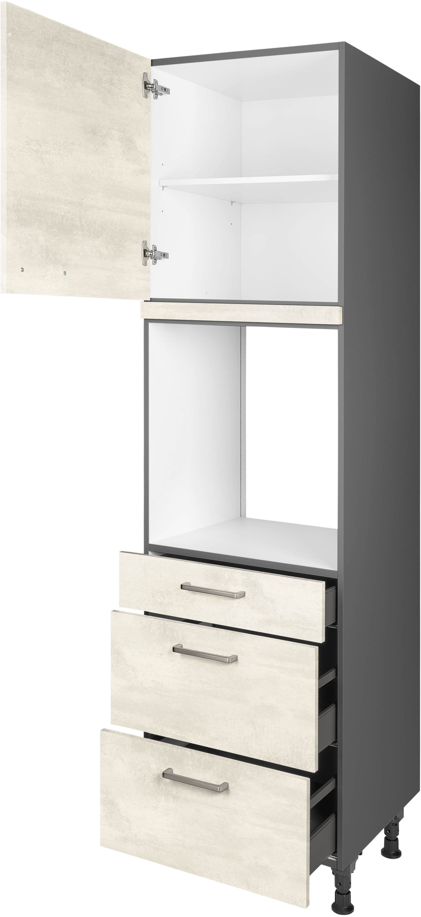 nobilia® Backofenumbauschrank »"Riva", Ausrichtung wählbar, mit Schublade und zwei Auszügen und«, einer Tür, vormontiert, Breite/Höhe: 60/216,6 cm