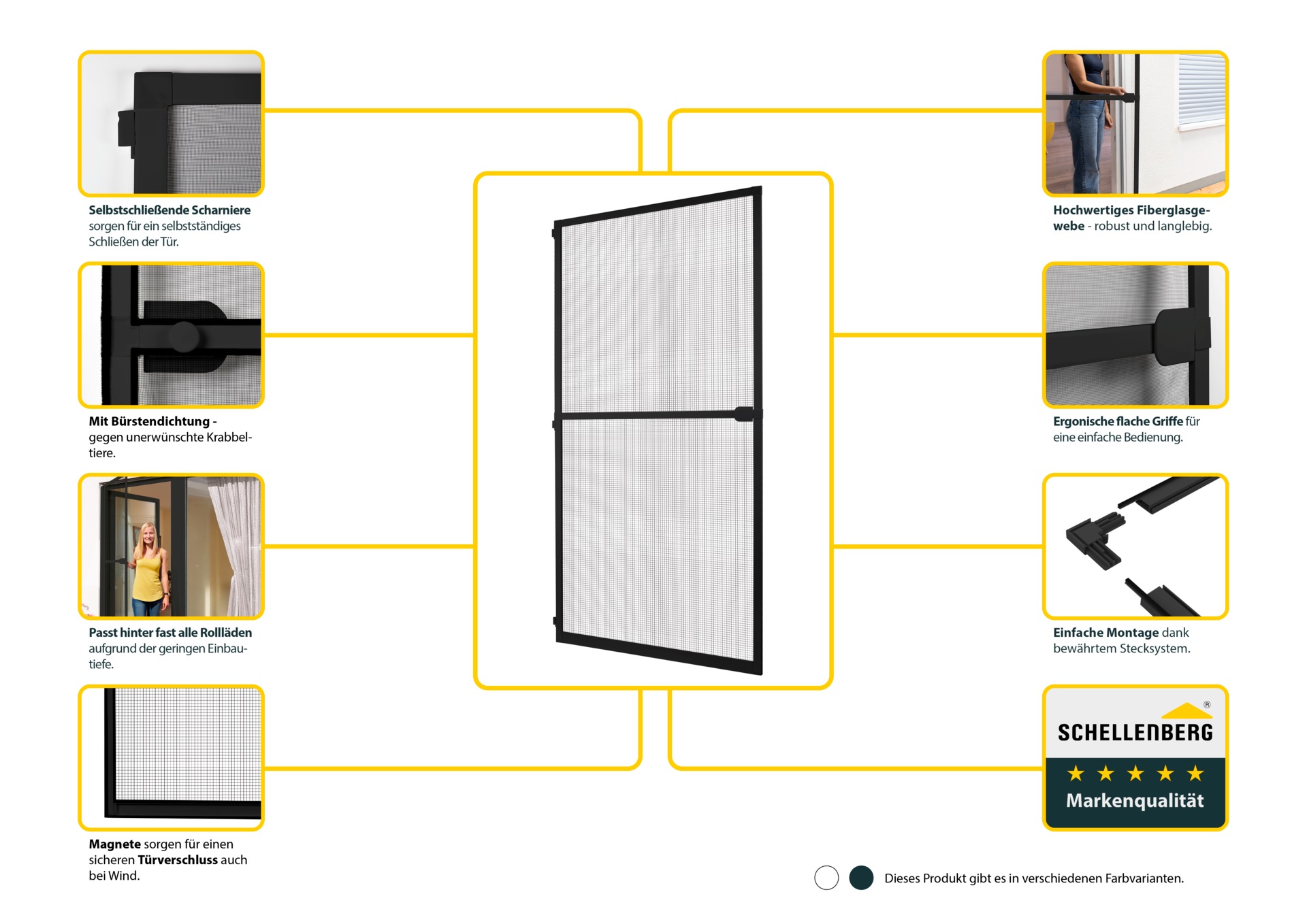 SCHELLENBERG Insektenschutz-Tür »PLUS, Fliegengitter für Balkon- und Terrassentüren zum Bohren« 1 Stk. tlg. mit Aluminiumrahmen, 100 x 210cm, erhältlich in schwarz oder weiß