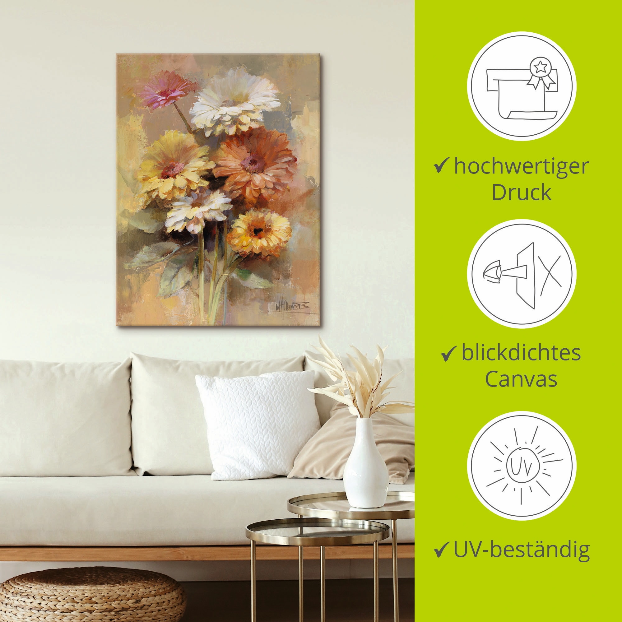 Artland Leinwandbild »Blumenstrauß I« Blumen 1 Stk. tlg. auf Holzrahmen gespannt