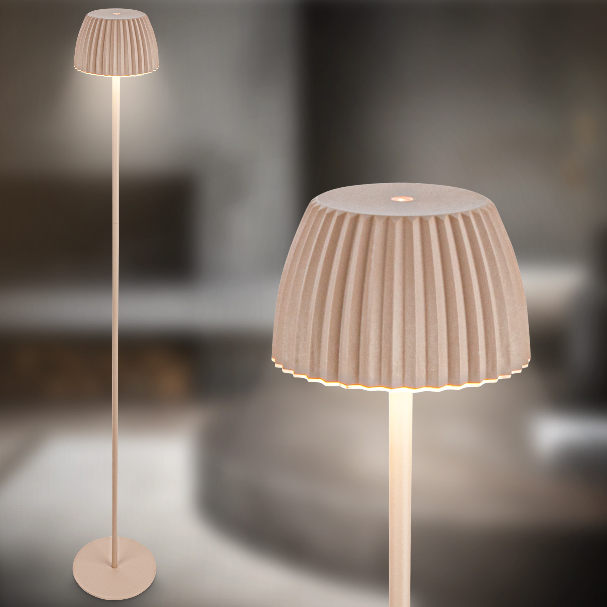 Briloner Leuchten LED Stehlampe »Akku LED Stehleuchte, beige«
