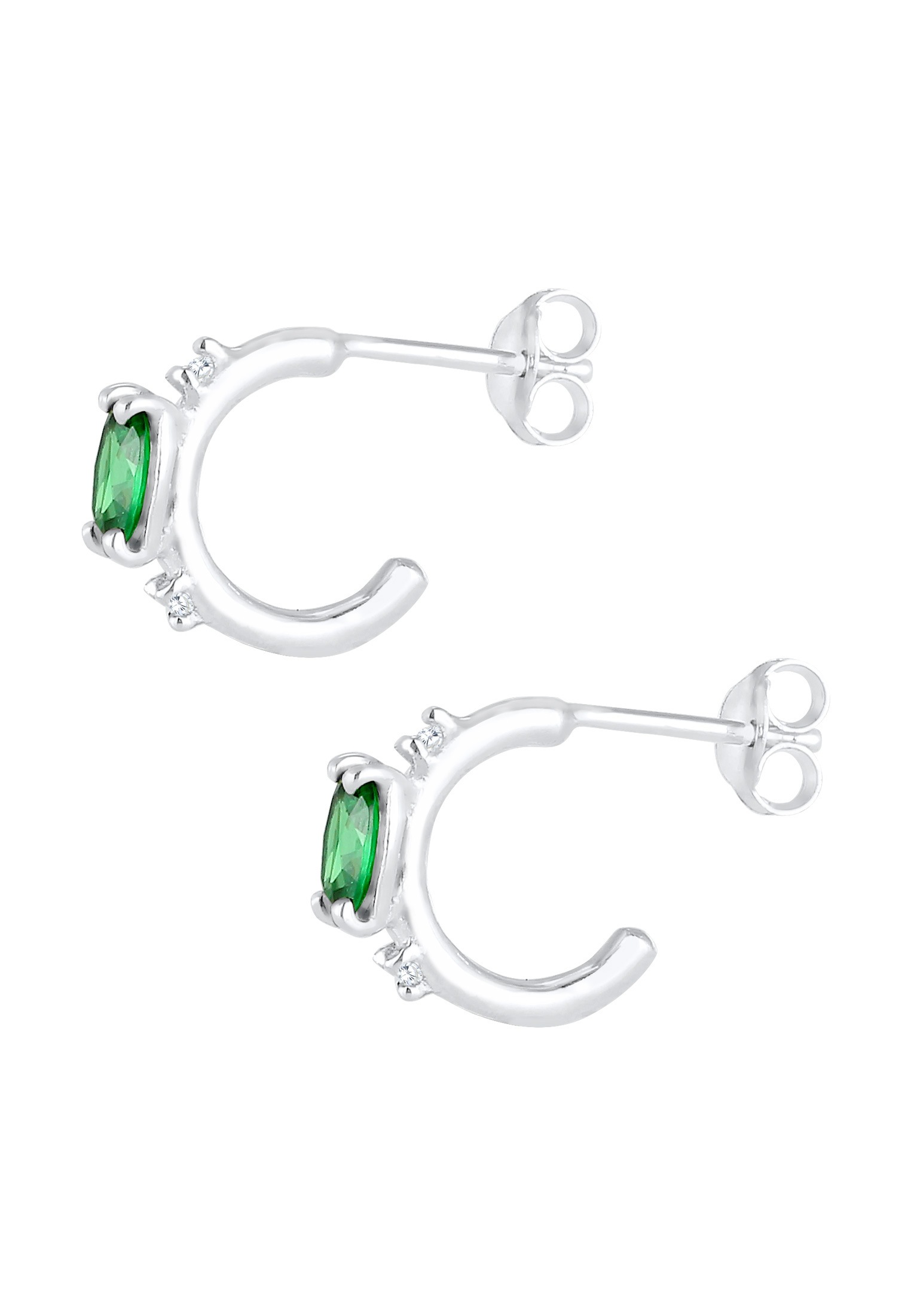Elli Paar Creolen »Creole Ohrstecker Zirkonia Grün 925 Sterling Silber«