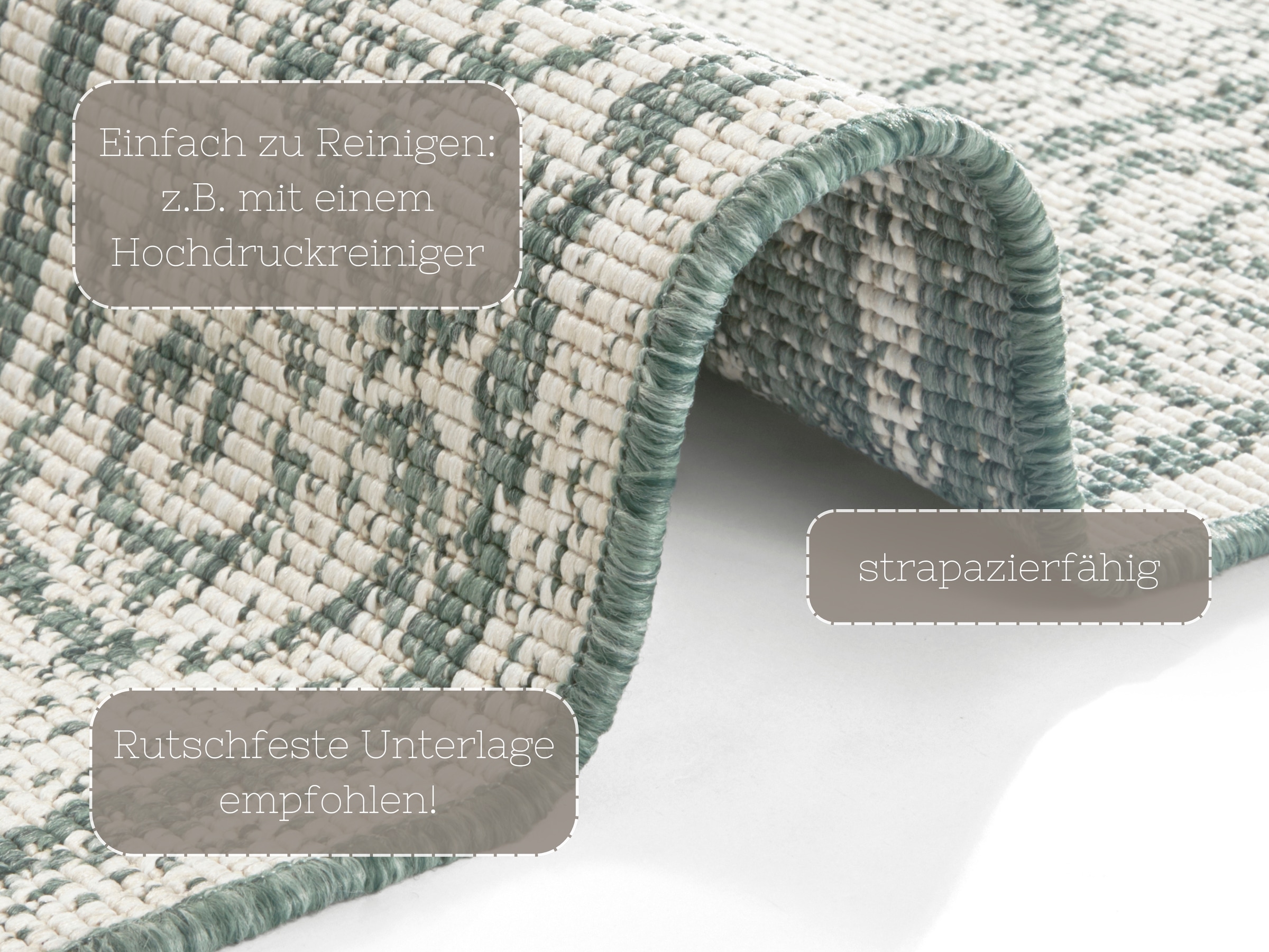 NORTHRUGS Teppich »CEBU Wendeteppich«, rechteckig, 5 mm Höhe, In-& Outdoor, Wetterfest, Balkon, Wohnzimmer, Wasserfest, Orientalisch
