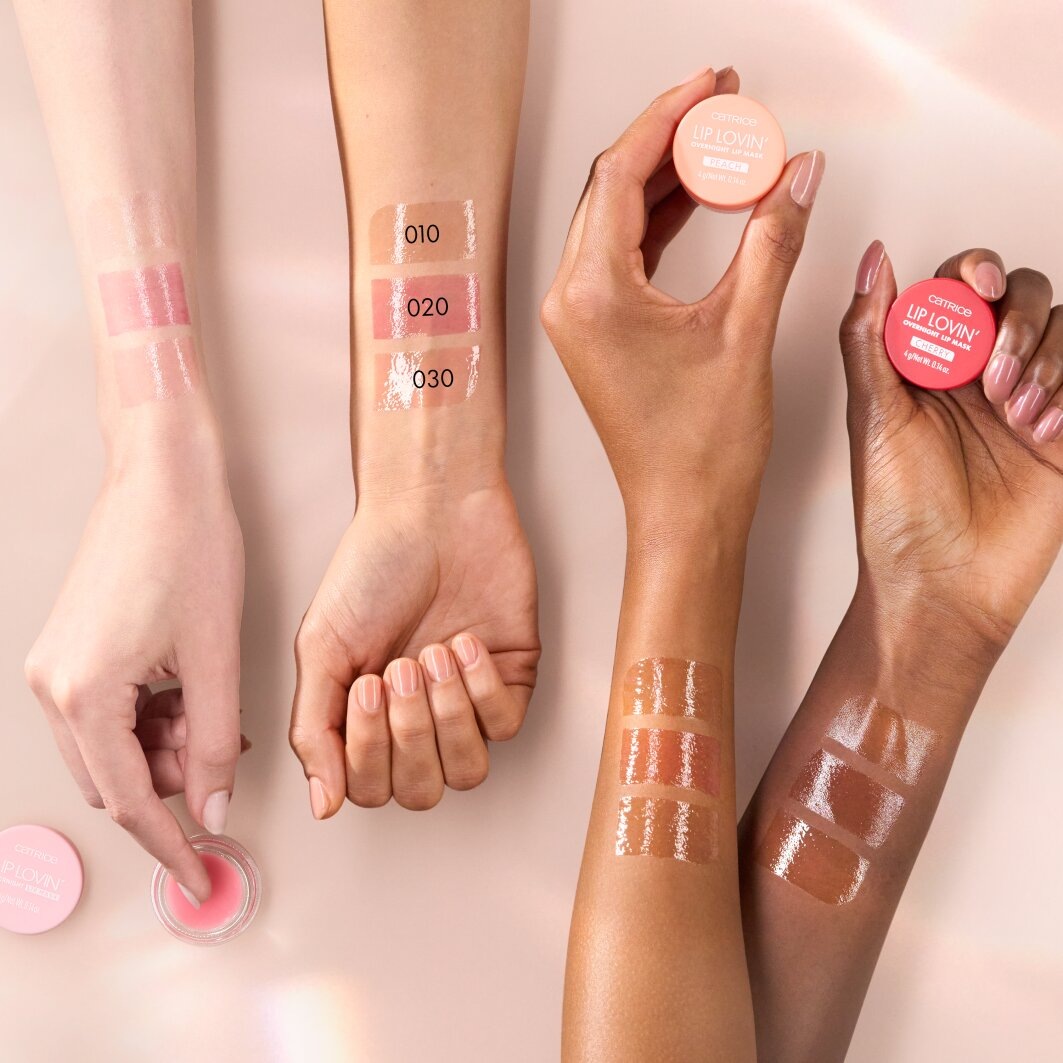 Catrice Lippenmaske »Lip Lovin' Overnight Lip Mask«, (Set, 3 tlg.), Pflegende vegane Formel mit Pfirsicharoma und Pfirsichöl.