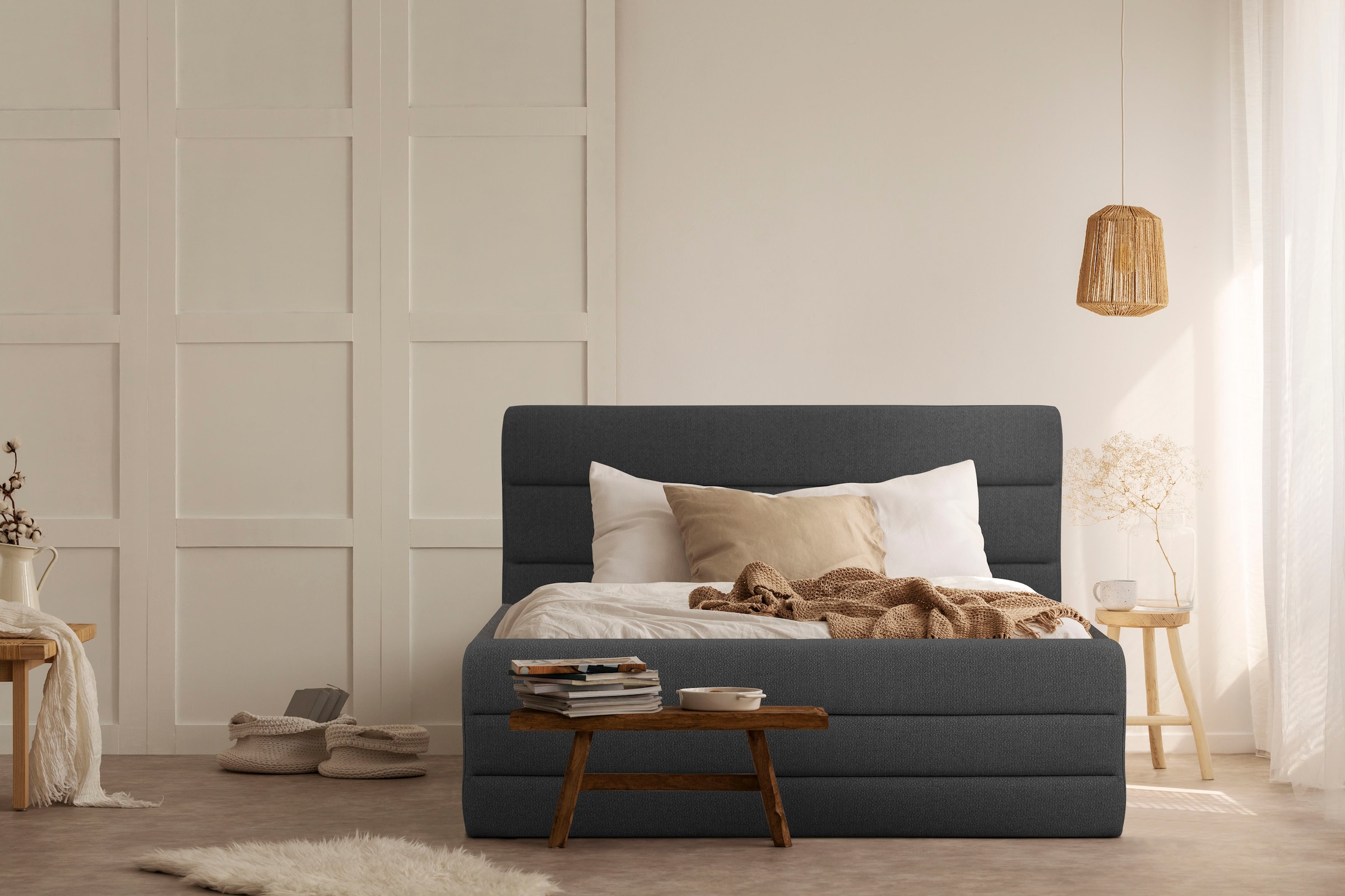 OTTO products Polsterbett "Merrit" Quernaht im Kopf- und Fußteil, in 5 Brei günstig online kaufen