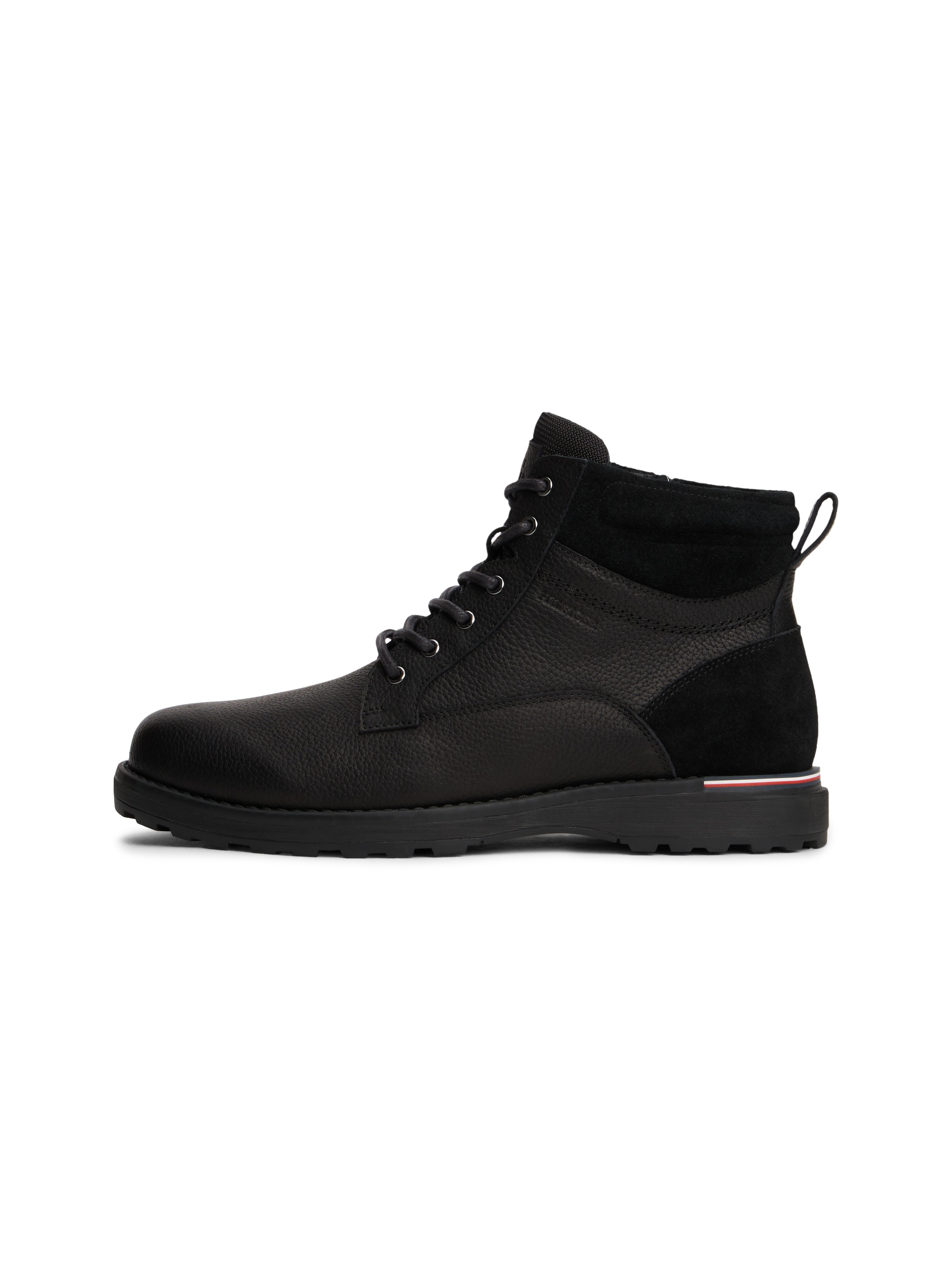 Tommy Hilfiger Schnürboots »CORPORATE W LTH LACE BOOT«, Schnürstiefelette mit Ziernähten und Anziehlasche