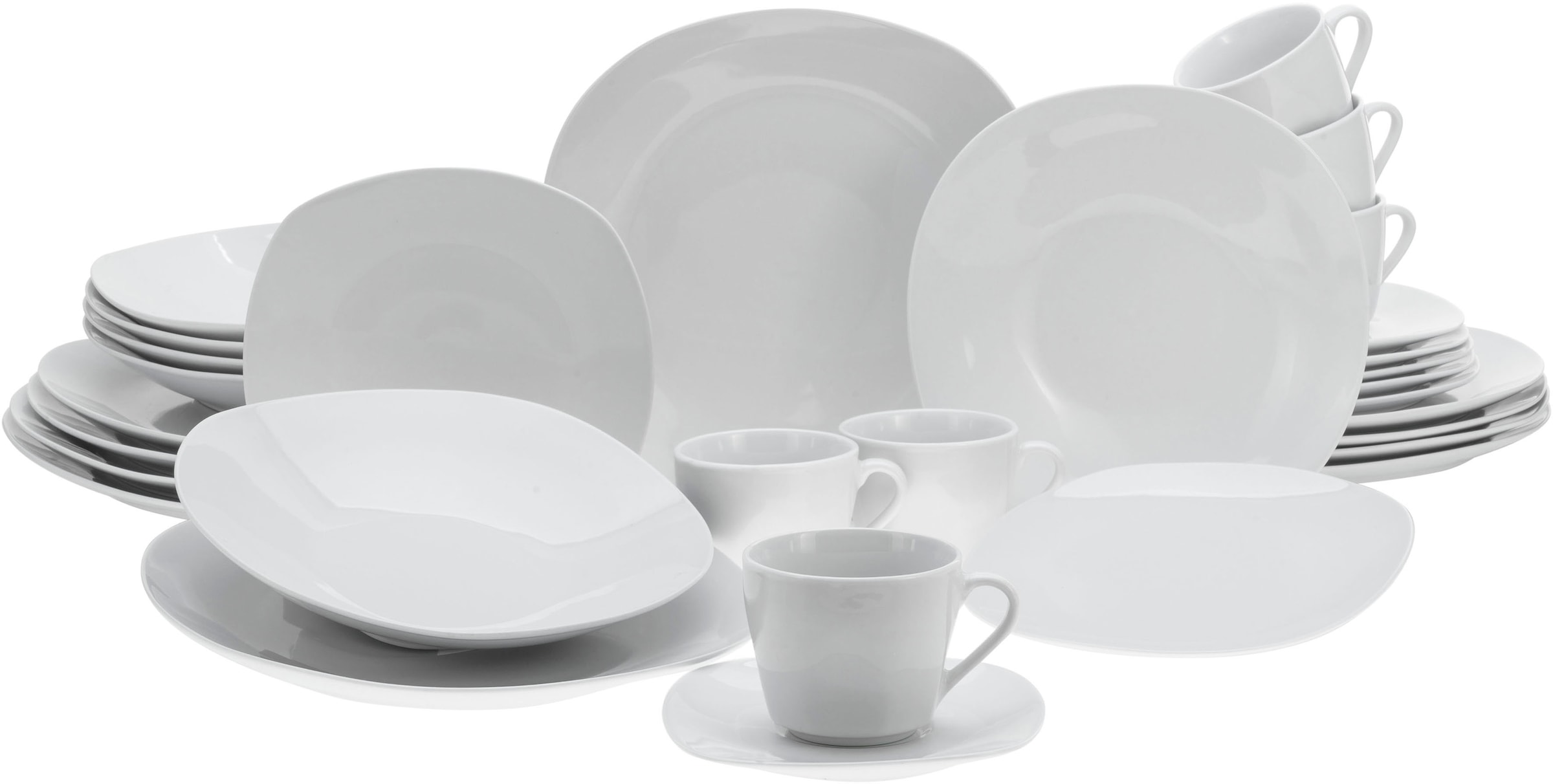 CreaTable Kombiservice »Square Weiss«, (Set, 30 tlg.), abgerundete, quadrat günstig online kaufen