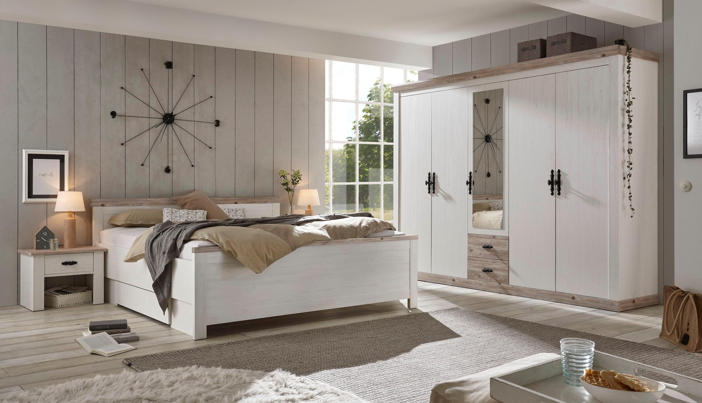 Home affaire Bett »Florenz Doppelbett Landhausstil Bettgestell (100,140 oder 180/200cm)«, aus FSC®-zertifiziertem Holzwerkstoff, in 3 Breiten