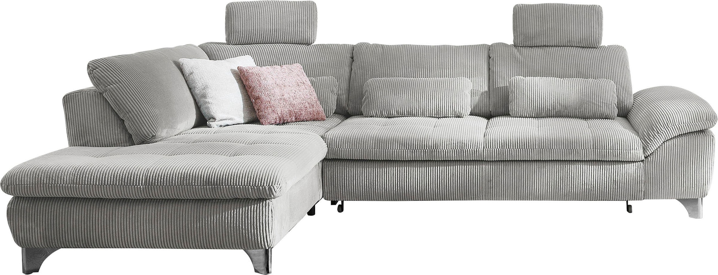 Die PlanBar Ecksofa »MP-IN14007 L-Form«, wahlweise mit Bettfunktion und verstellbaren Kopfstützen, in Cord