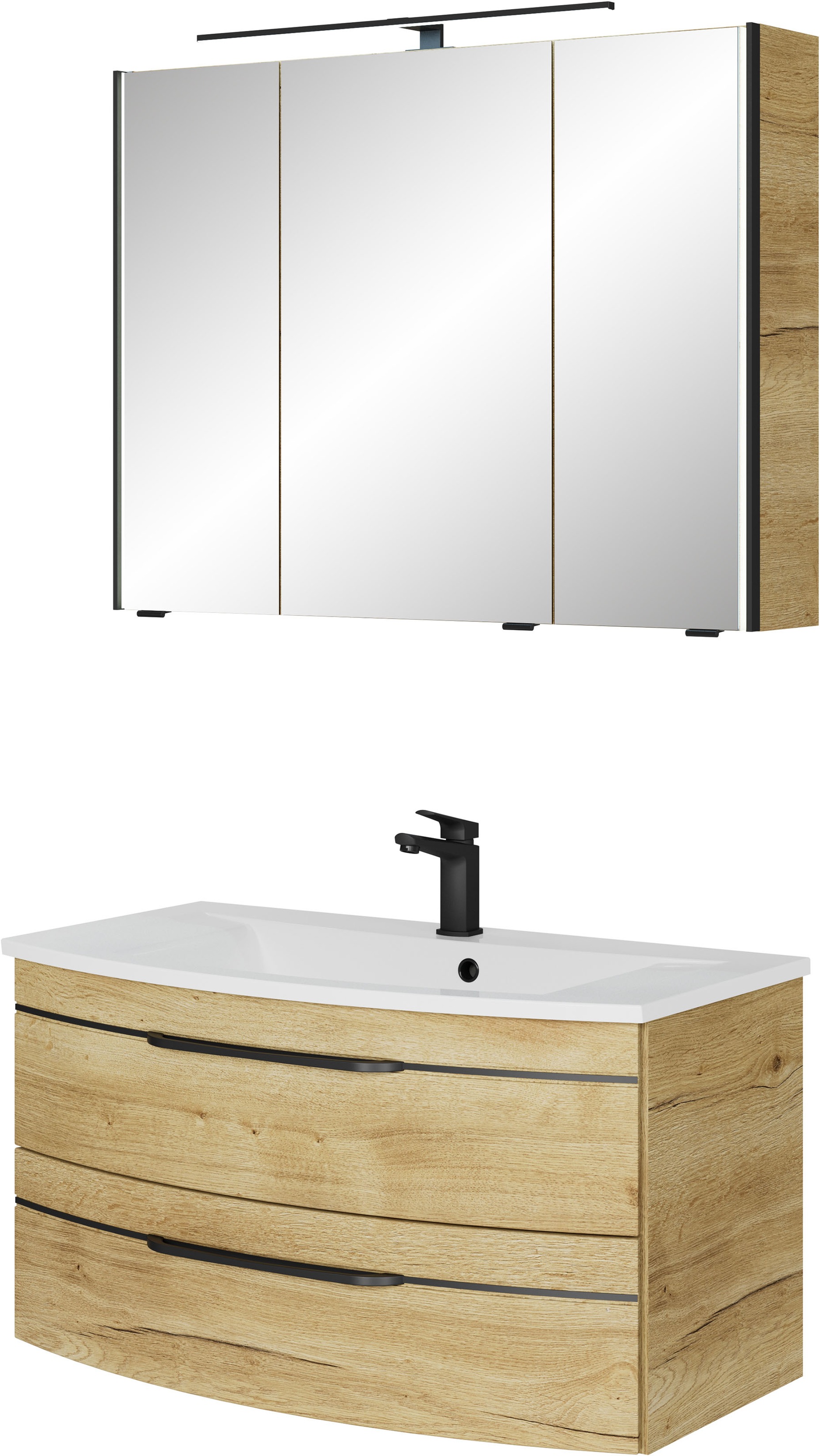Saphir Badmöbel-Set »Serie 7045 2-teilig Mineralmarmor-Waschtisch mit LED-S günstig online kaufen