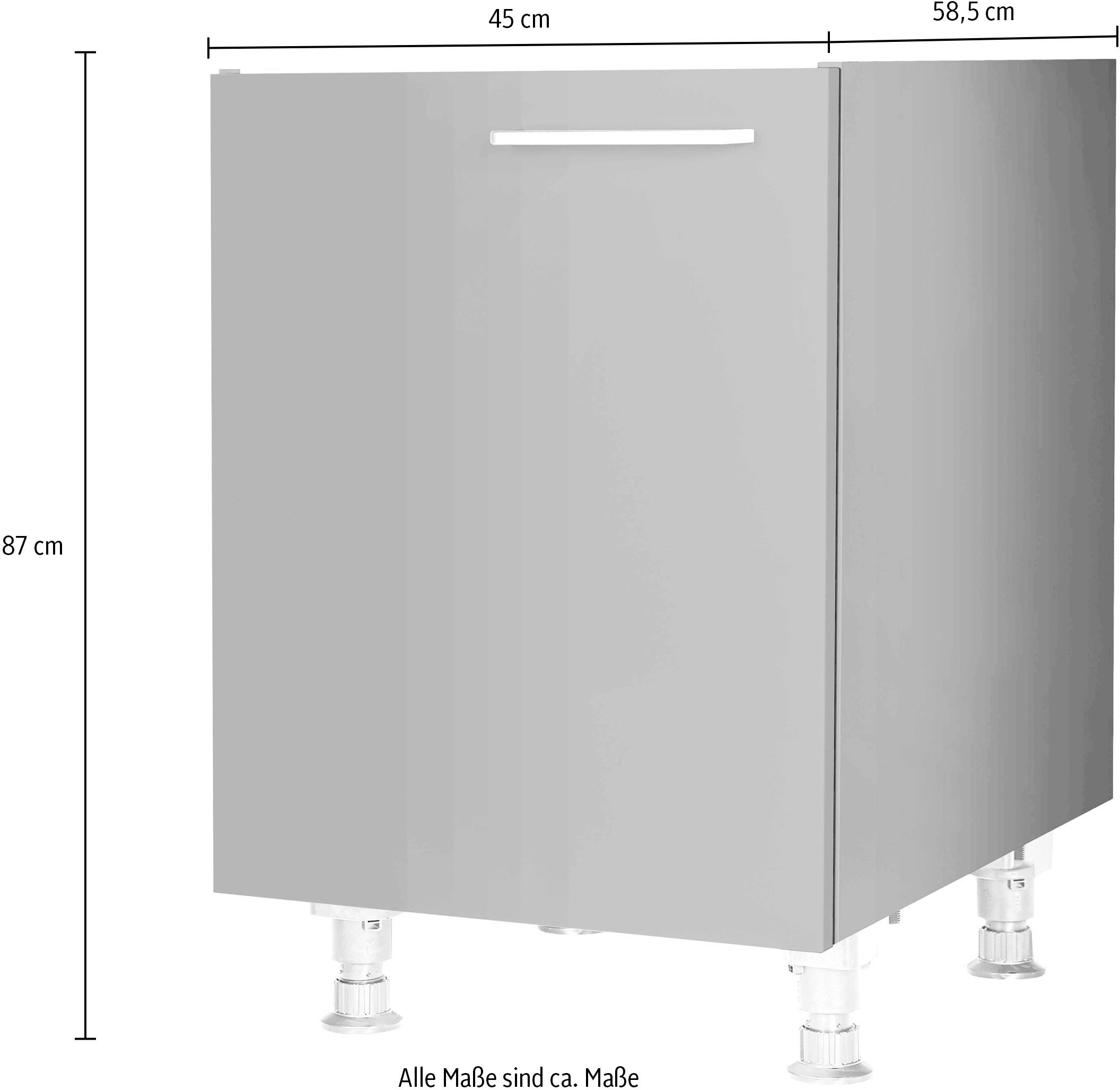 nobilia® Spülenschrank »"Touch", Ausrichtung wählbar, vormontiert, in den Breiten«, 45 und 60 cm, mit höhenverstellbaren Sockelfüßen