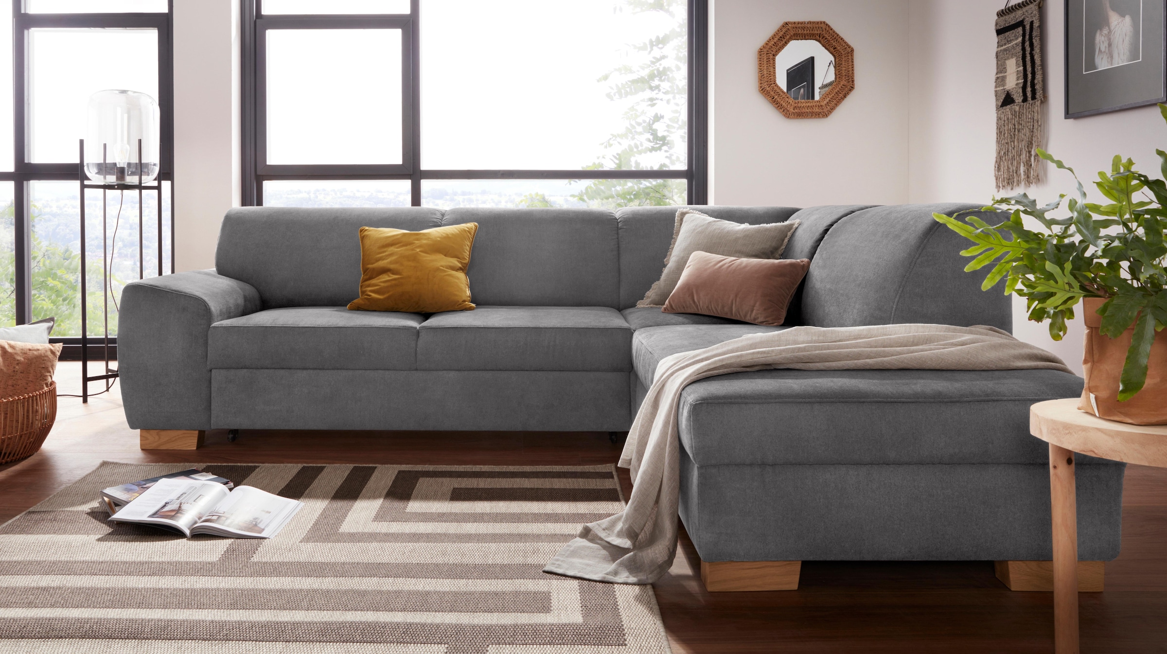 DOMO collection Ecksofa »Incanto kubische Formensprache, komfortabel, L-Form«, wahlweise mit Bettfunktion