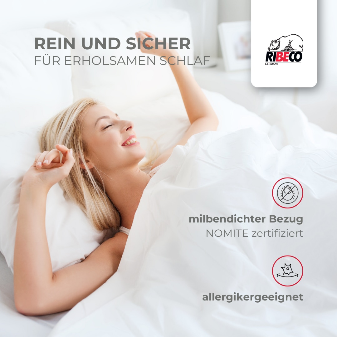 RIBECO Federbettdecke »Laram, Bettdecken für Sommer oder Winter, Made in Germany«, normal, Füllung 90% Federn, 10% Daunen, Bezug Baumwolle, (1 St.), Super Preis-Leistung, Bettdecke 135x200 cm oder 155x220 cm, Decke