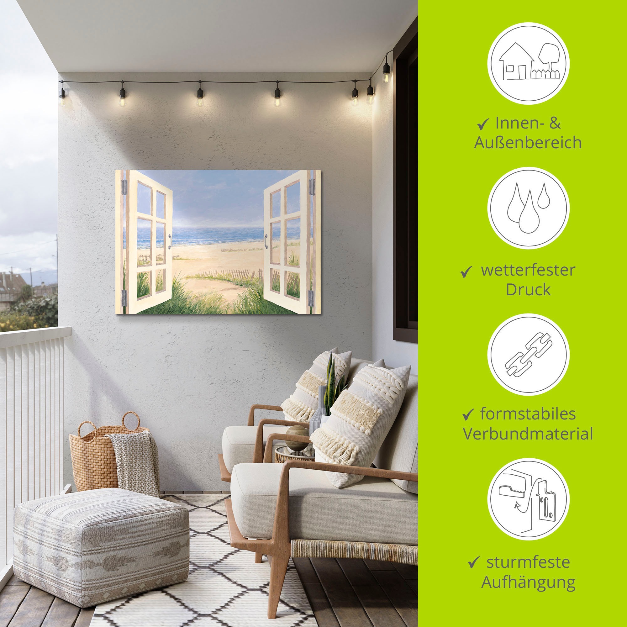 Artland Wandbild »Fensterblick Frühlingsmorgen«, Fensterblick, (1 St.), als Alubild, Outdoorbild, Leinwandbild, Wandaufkleber, versch. Größen